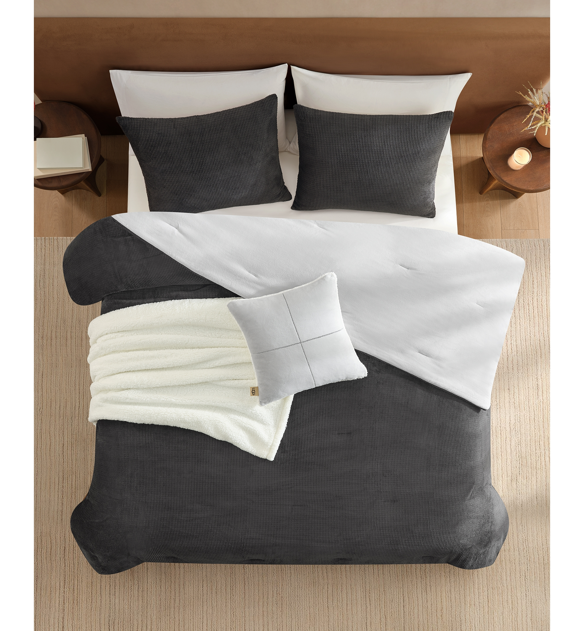 UGG® Brody Reversible Comforter Sets - Charcoal