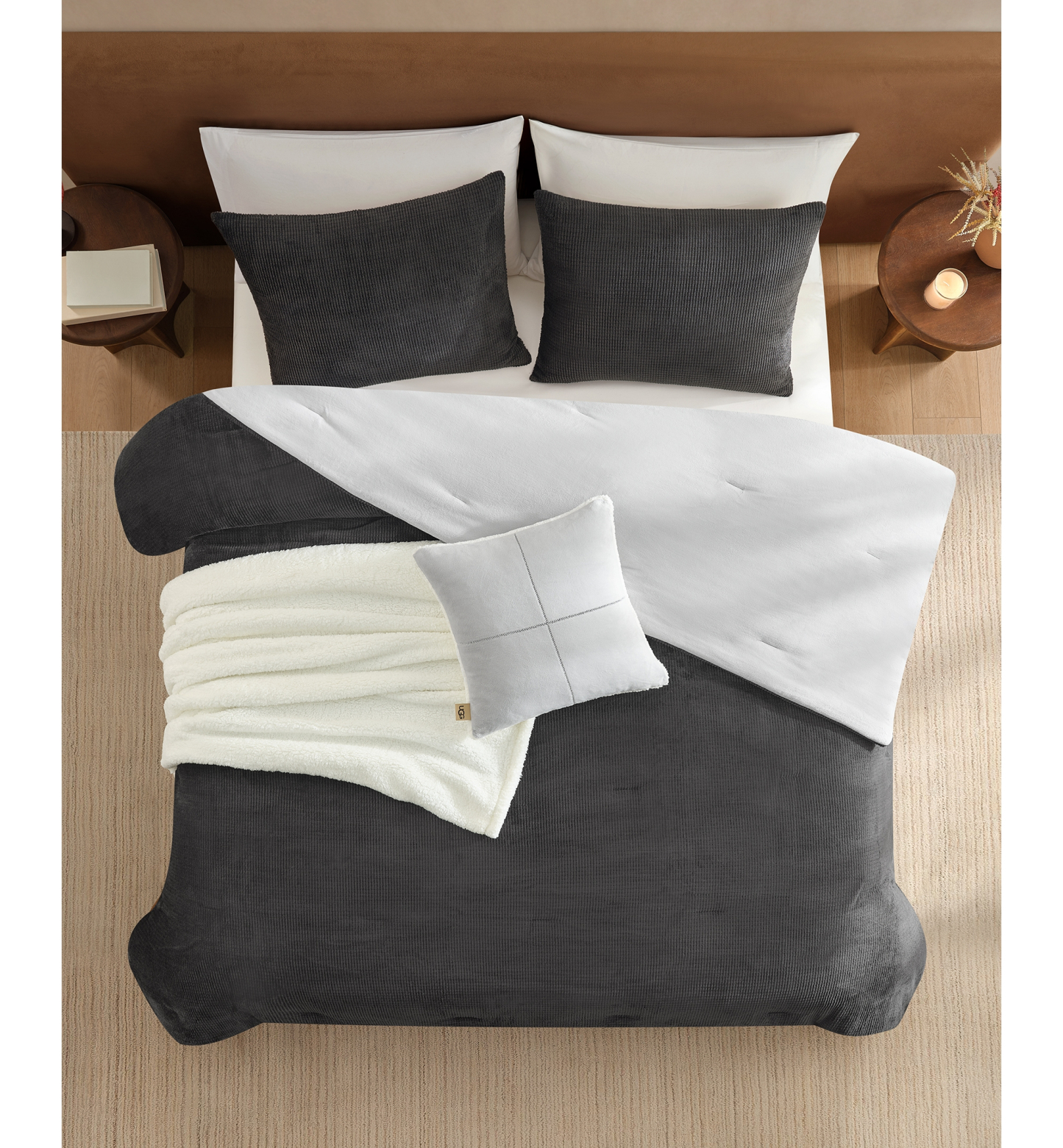 UGG® Brody Reversible Comforter Sets - Charcoal