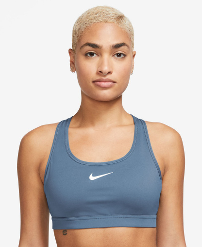 Nike Women's Swoosh Padded Sports Bra - Work Blue/white