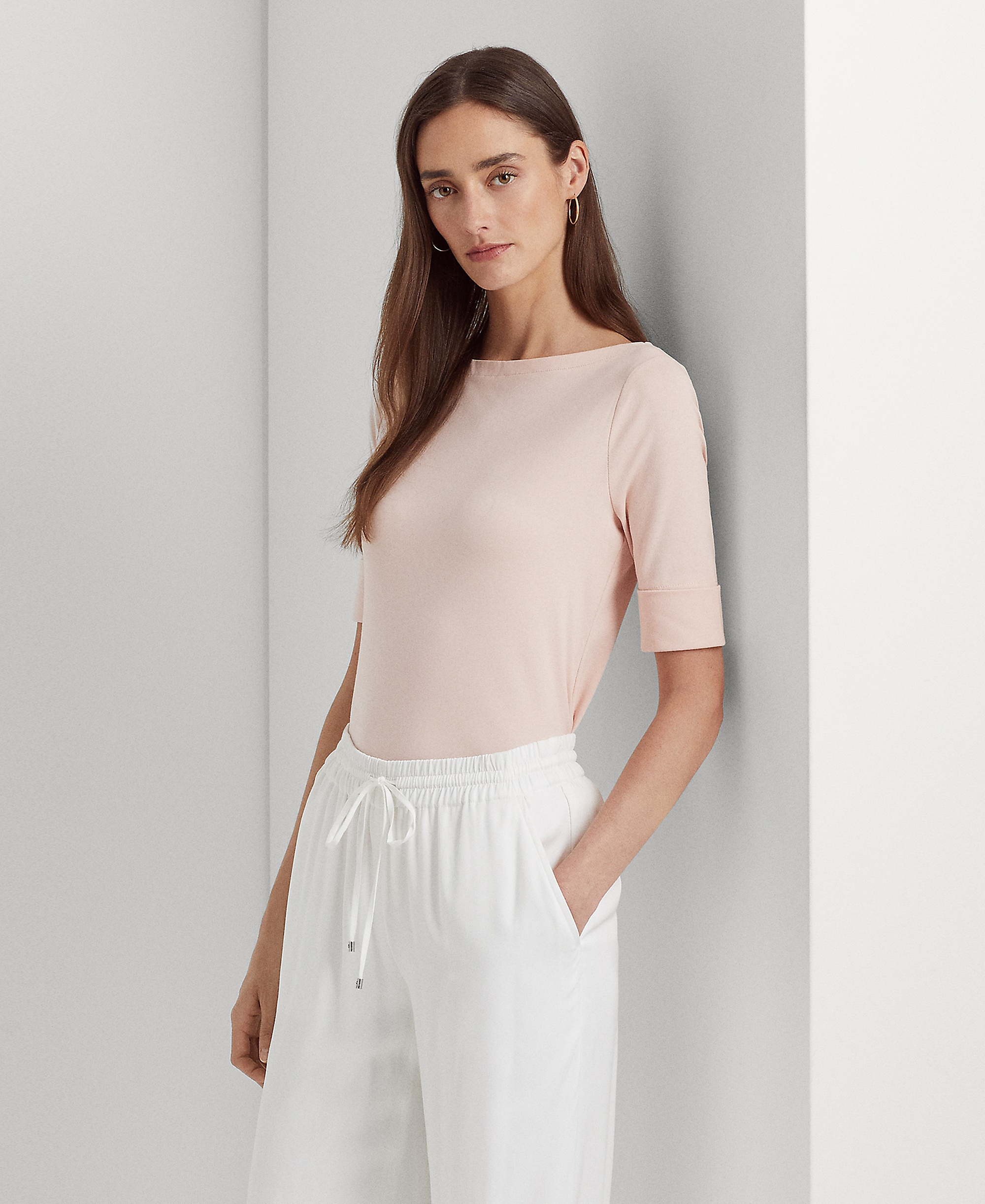 Lauren Ralph Lauren Stretch Boatneck Top - Rose