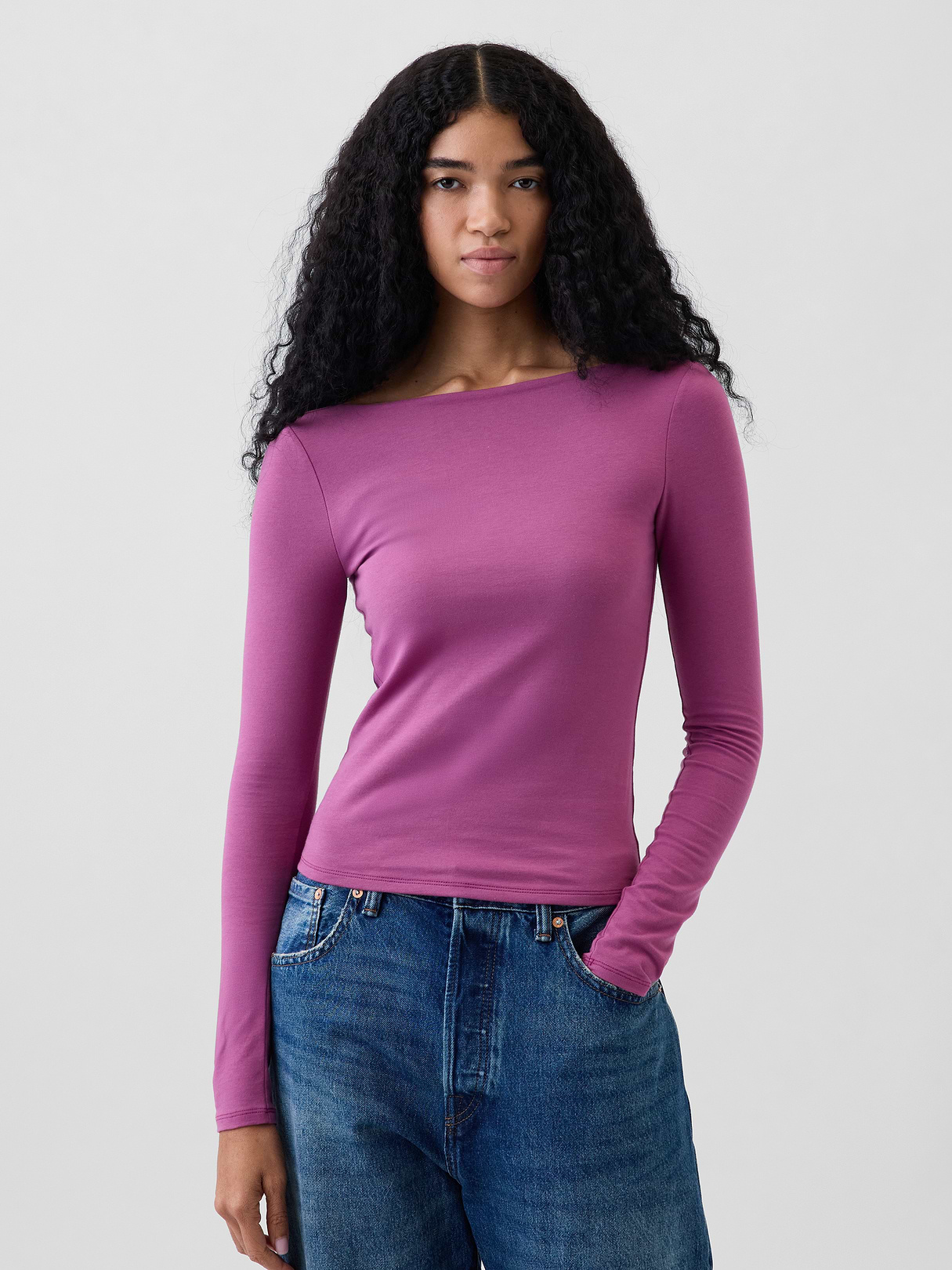 CloseKnit Jersey Scoop-Back T-Shirt - Dahlia purple