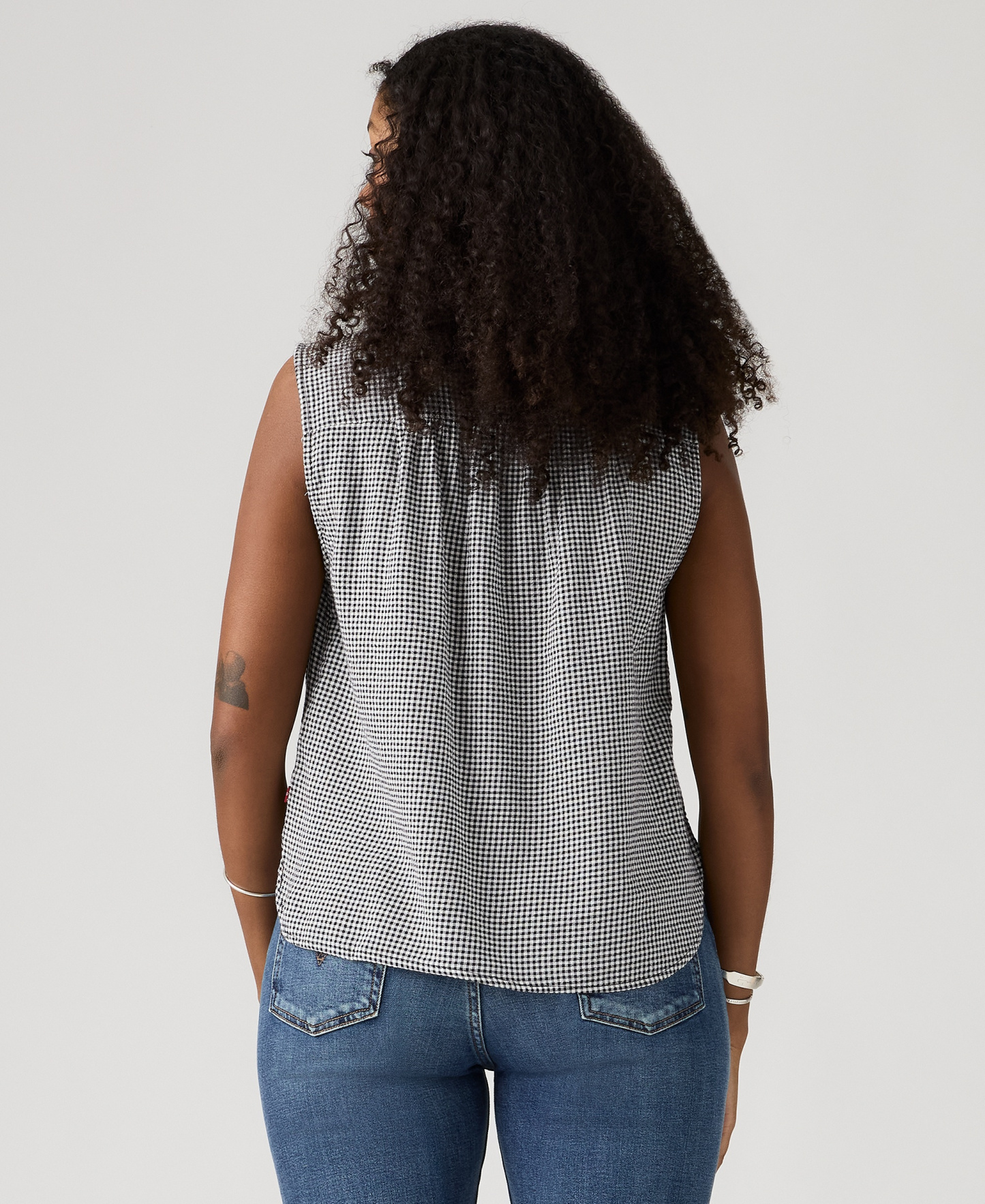 Levi's Women's Londynn Point Collar Relaxed-Fit Top - Patricia Check Anthracite Night