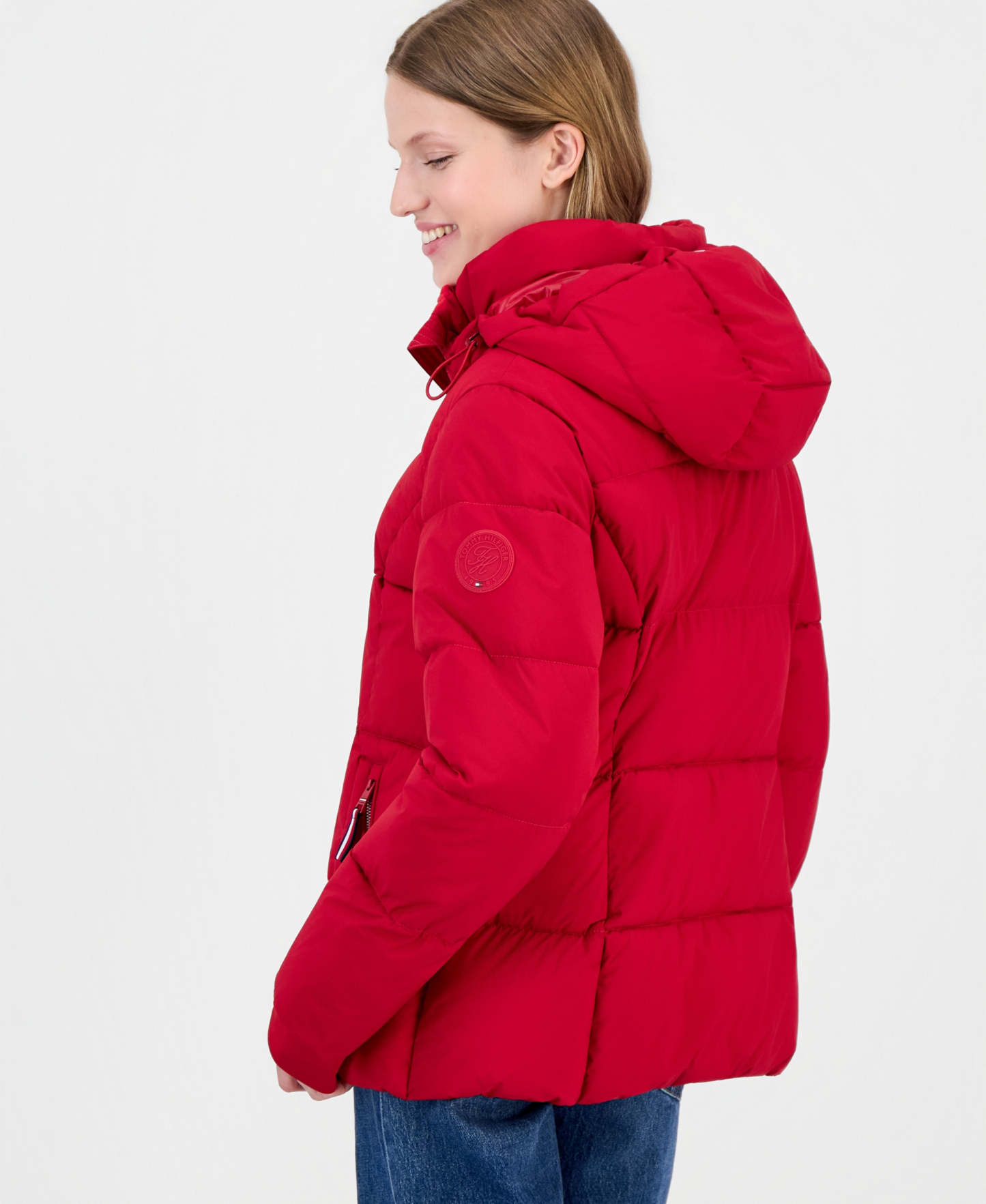 Tommy Hilfiger Women's Short Hooded Puffer Jacket, Created for Macy's - Crimson