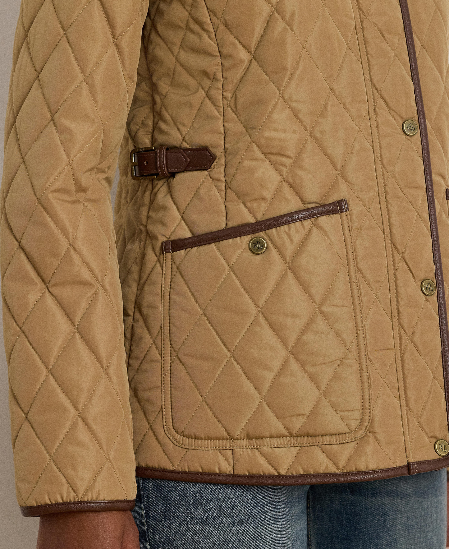 Lauren Ralph Lauren Petite Quilted Velboa-Lined Jacket, Created for Macy's - Classic Camel