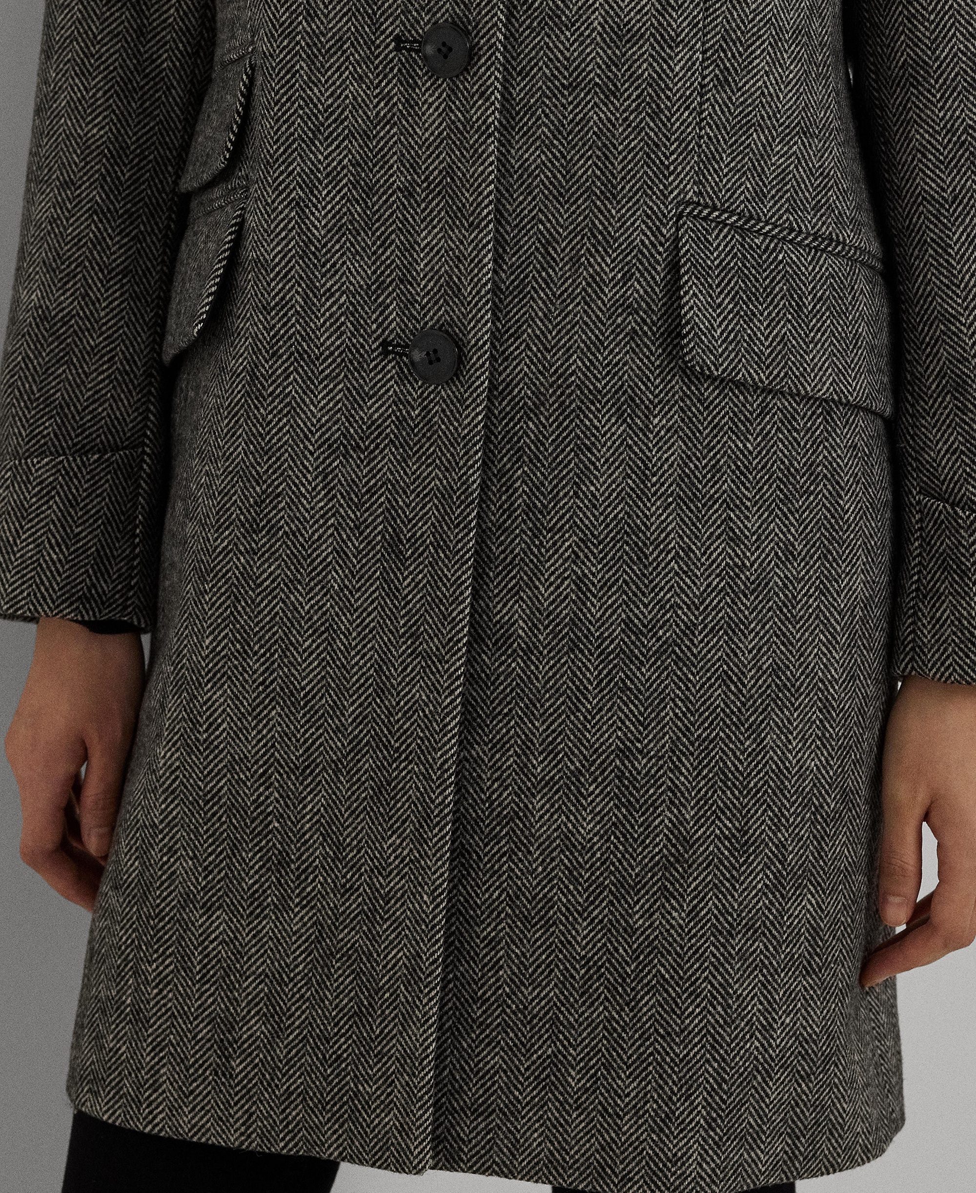 Lauren Ralph Lauren Women's Single-Breasted Walker Coat, Created for Macy's - Black/Cream
