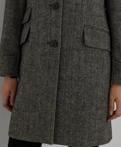 Lauren Ralph Lauren Women's Single-Breasted Walker Coat, Created for Macy's - Black/Cream