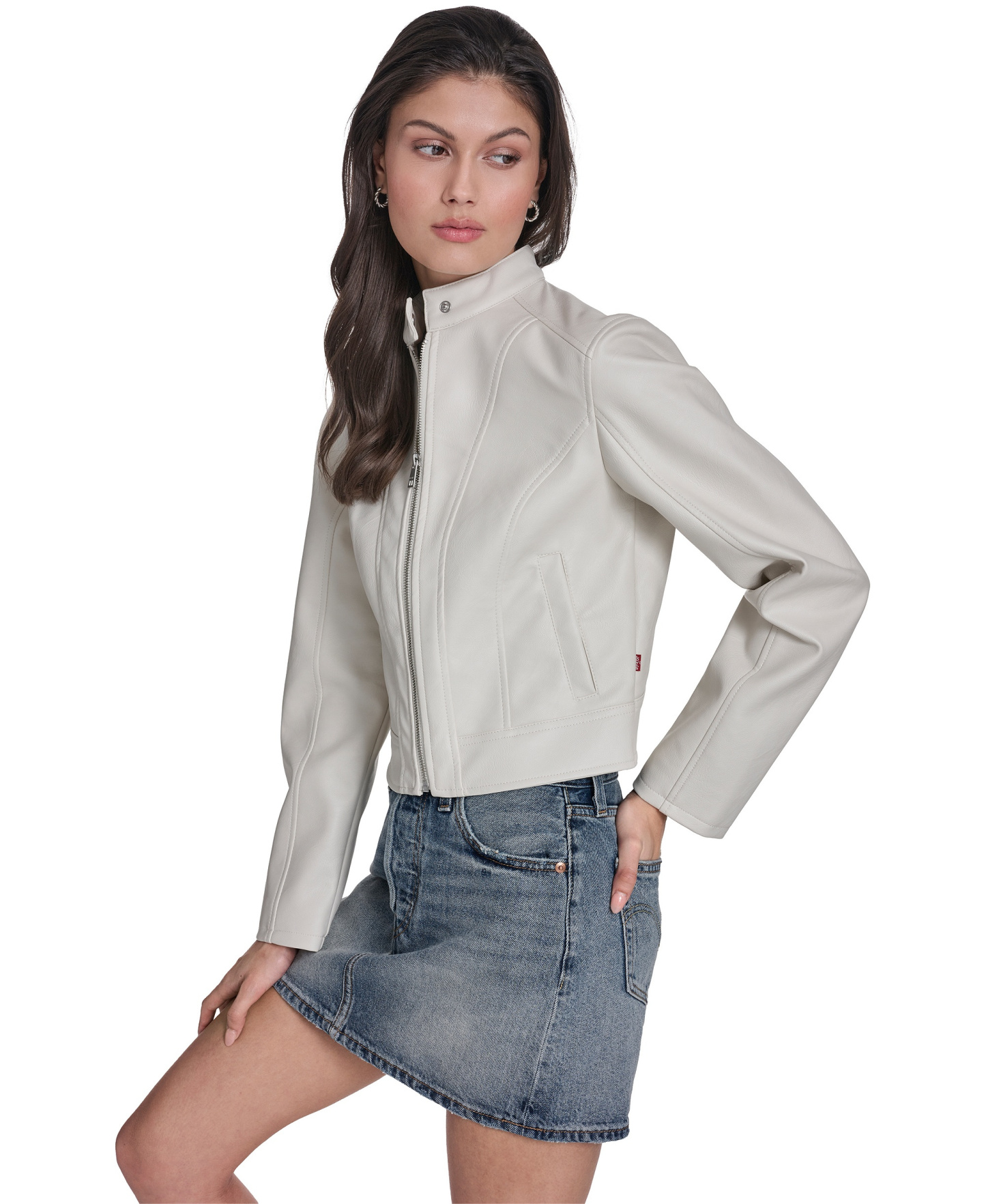 Levi's Women's Faux Leather Racer Jacket - Oyster
