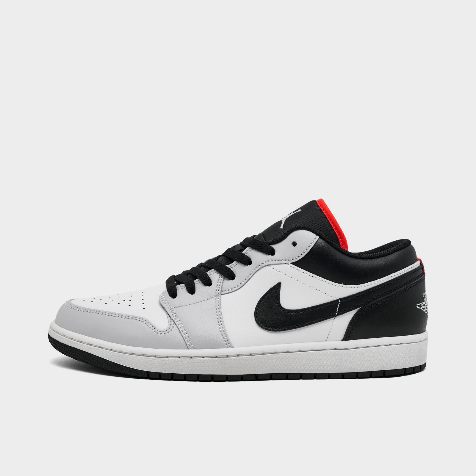 Men's Air Jordan Retro 1 Low Casual Shoes - Neutral Grey/Summit White/Infrared 23/Black - Left shoe facing left. Outside of the shoe. - view 1