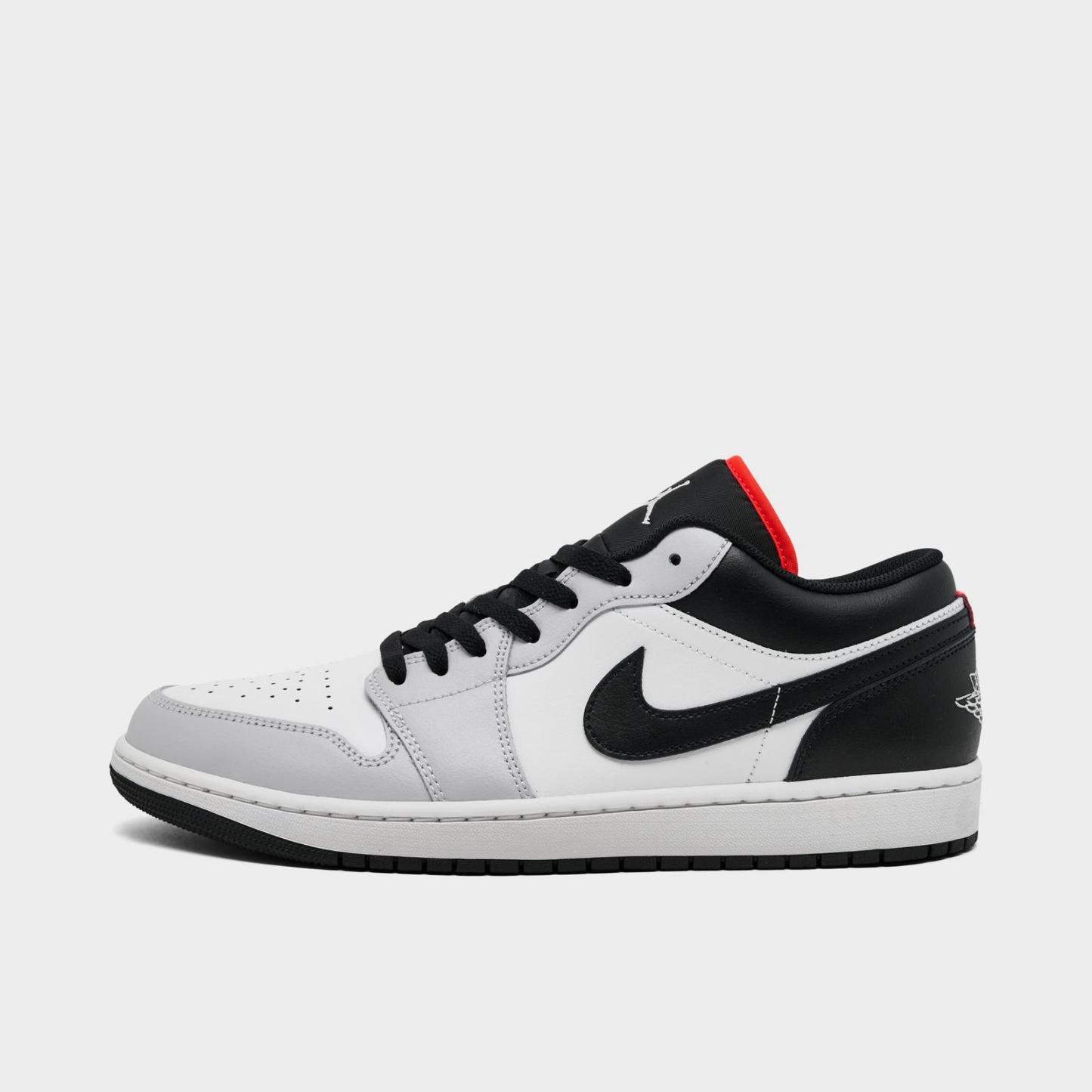 Men's Air Jordan Retro 1 Low Casual Shoes - Neutral Grey/Summit White/Infrared 23/Black - Left shoe facing left. Outside of the shoe. - view 1