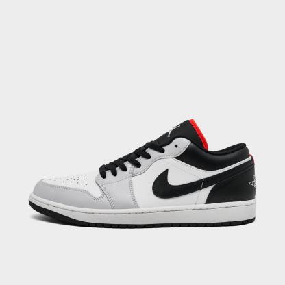 Men's Air Jordan Retro 1 Low Casual Shoes - Neutral Grey/Summit White/Infrared 23/Black - Left shoe facing left. Outside of the shoe. - view 1