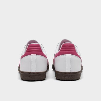 Big Kids' adidas Originals Samba OG Casual Shoes - Part 2 - Footwear White/Real Magenta/Gum - Back view