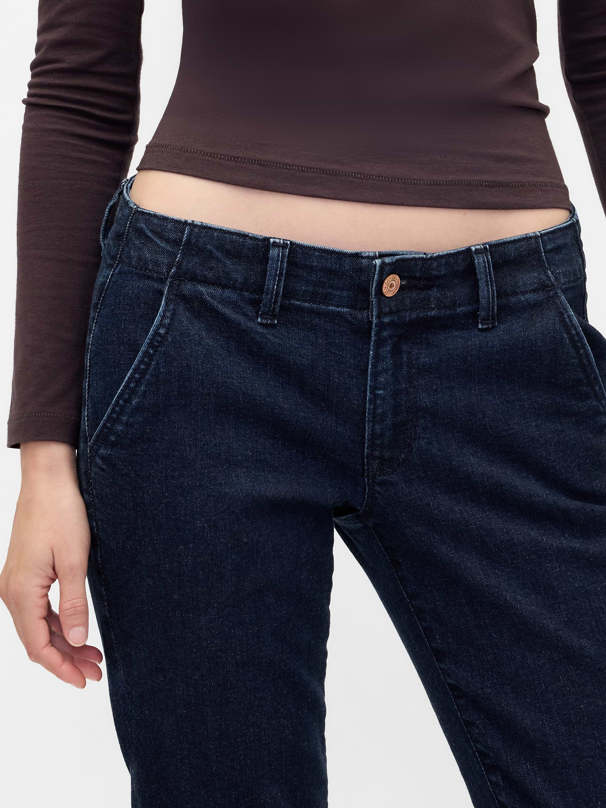 Low Rise Long & Lean Split-Hem Jeans - Dark rinse