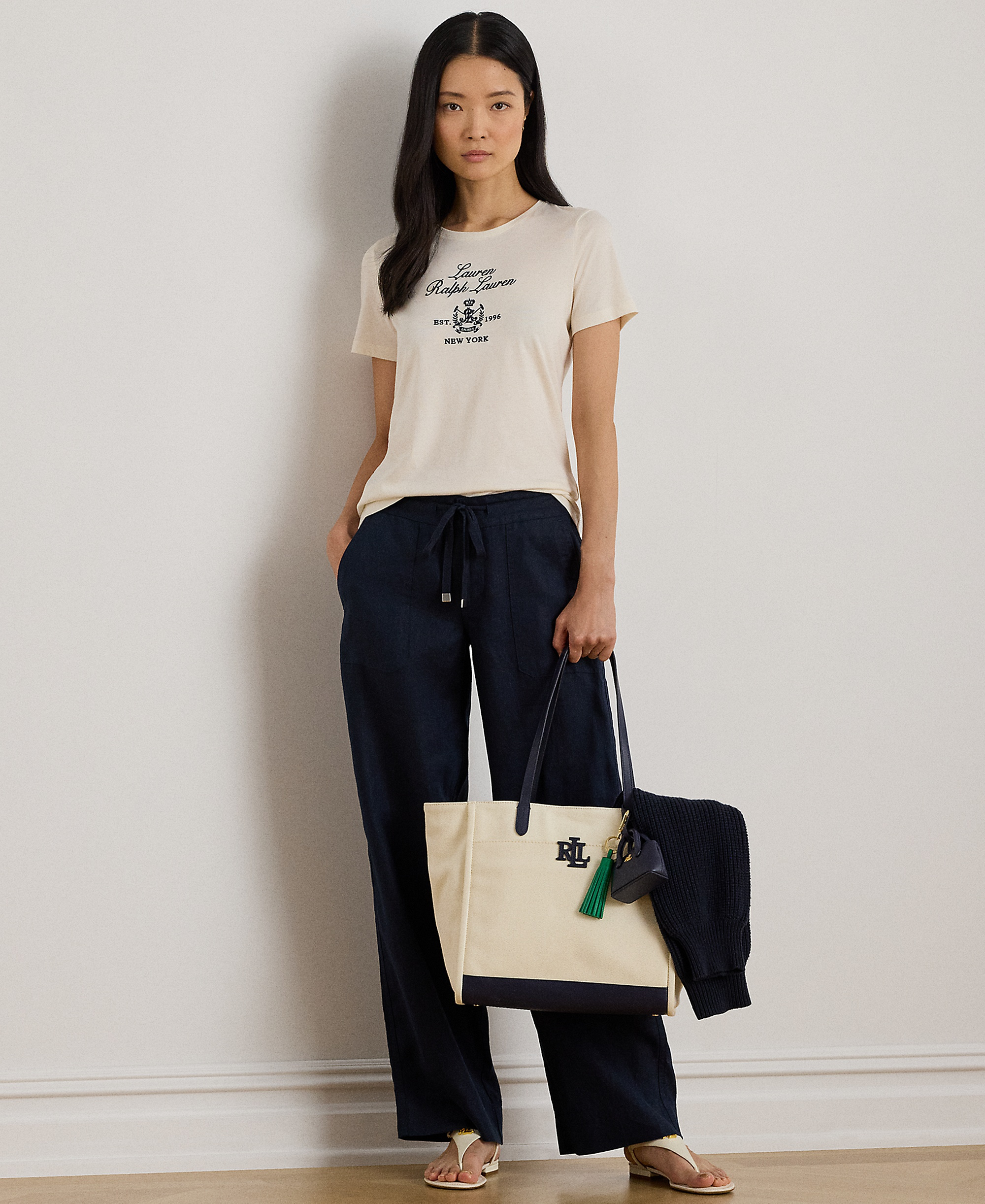 Lauren Ralph Lauren Women's Wide-Leg Linen Pants - Lauren Navy