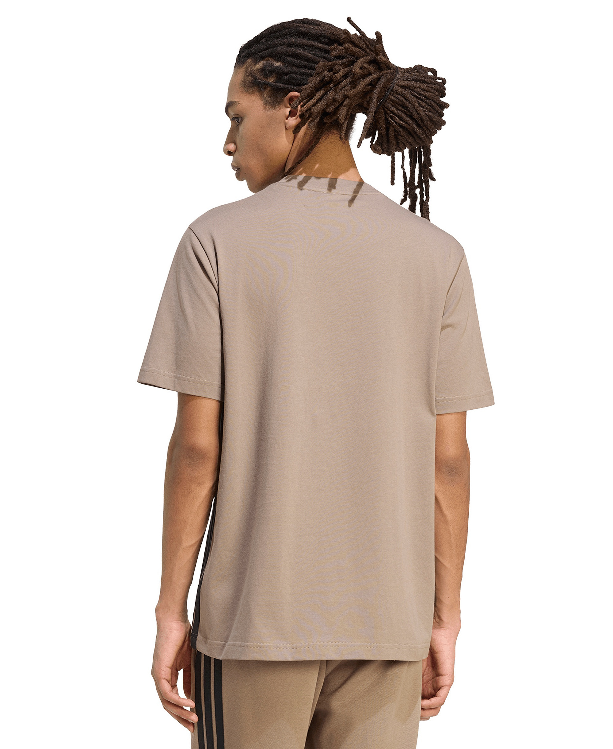 adidas Men's Essential 3-Stripes Single Jersey T-Shirt - Khasix/Black