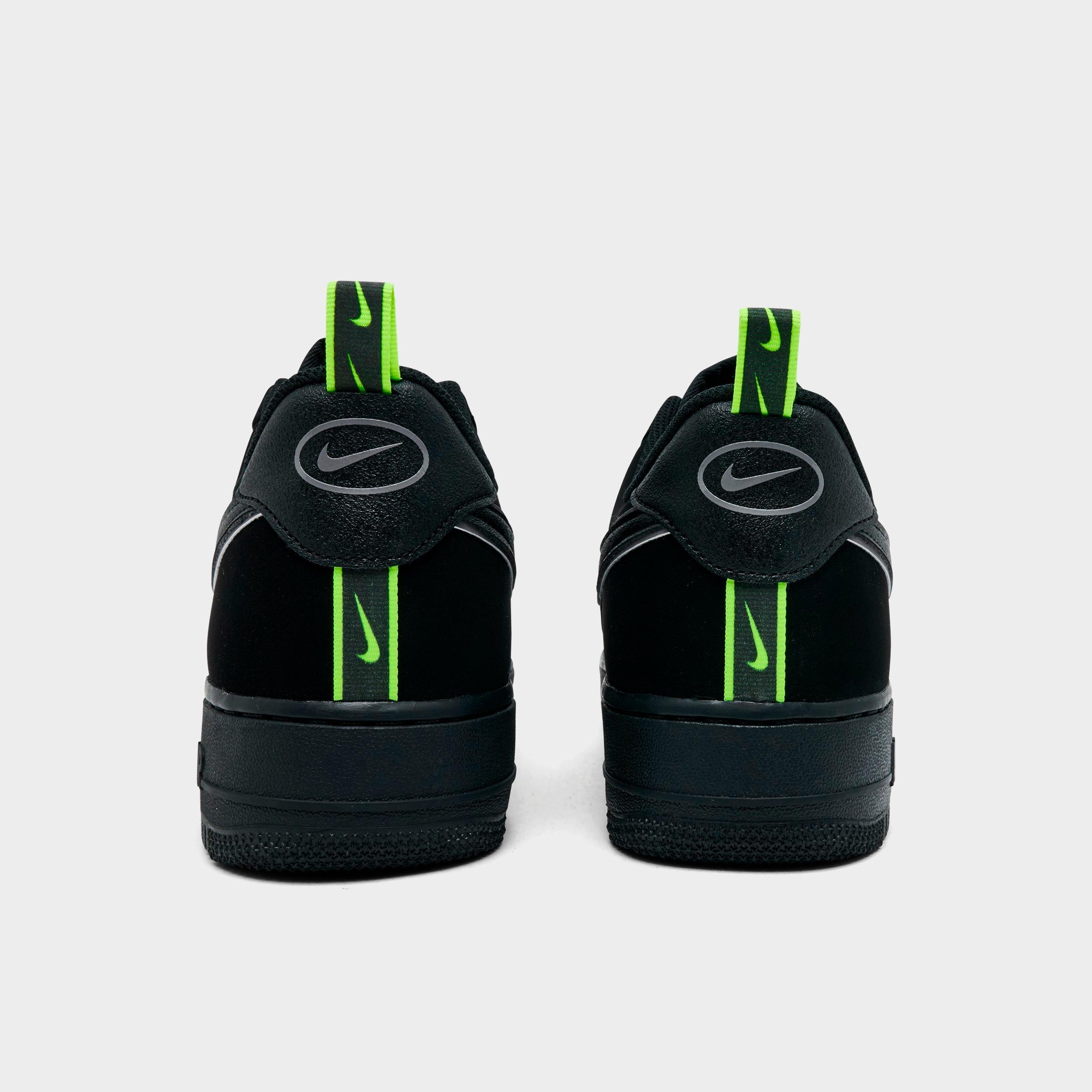 Men's Nithtke Air Force 1 '07 LV8 Casual Shoes - Part 2 - Black/Black/Flat Pewter/Volt - Back view