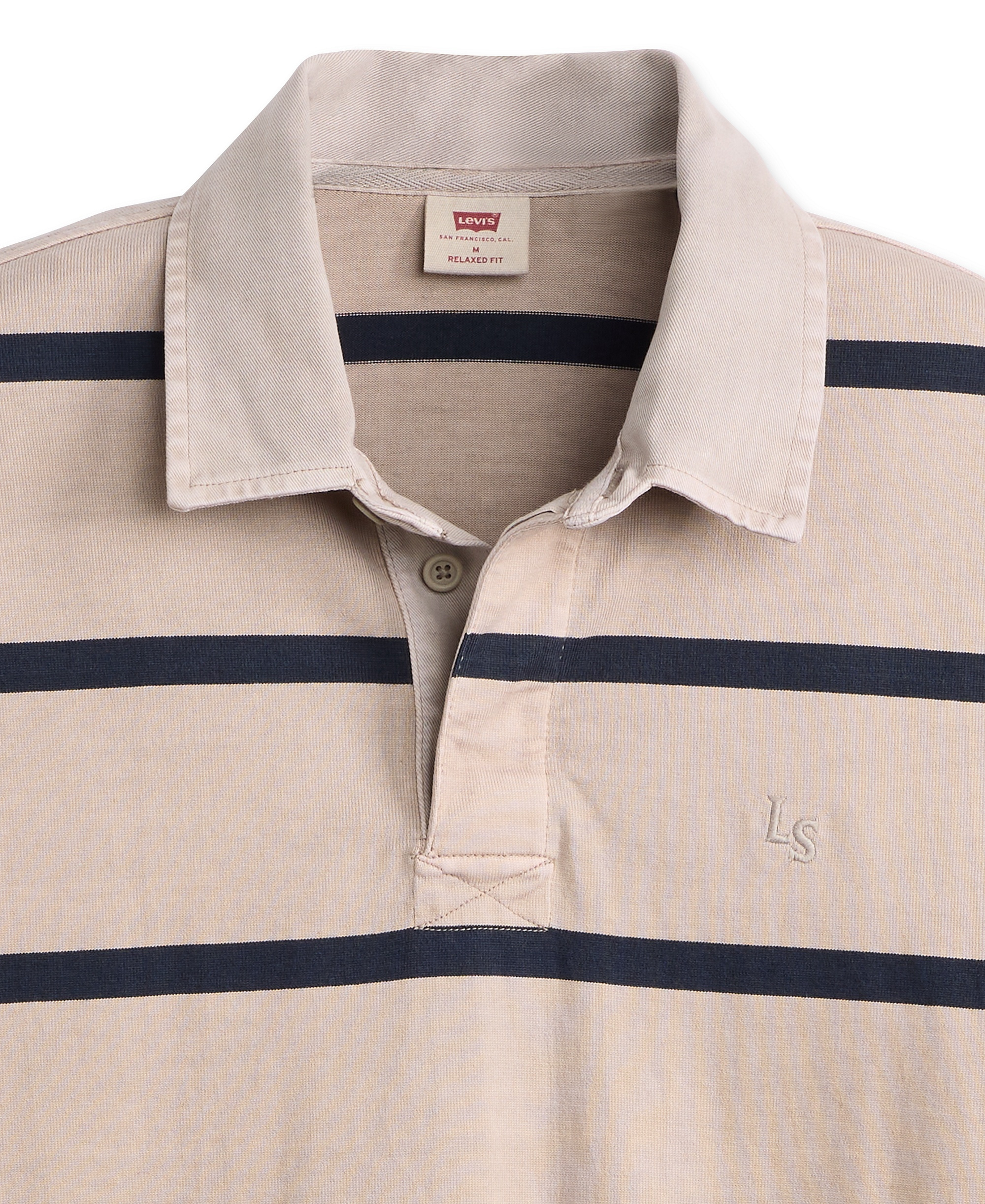 Levi's Men's Union Rugby Long-Sleeve Polo Shirt - Navy/Beige