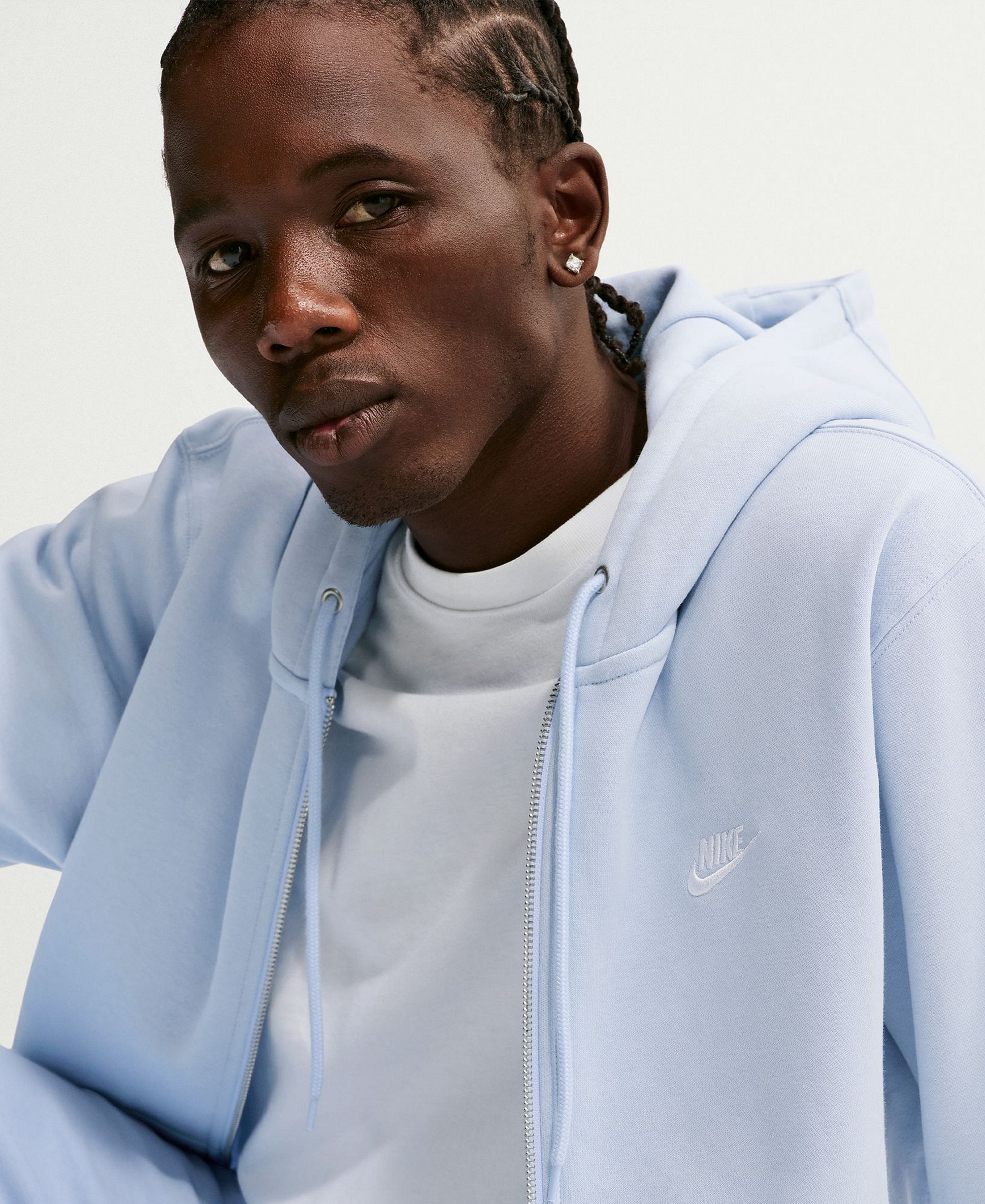 Nike Men's Full-Zip Fleece Regular-Fit Hoodie - Hydrogen Blue/White