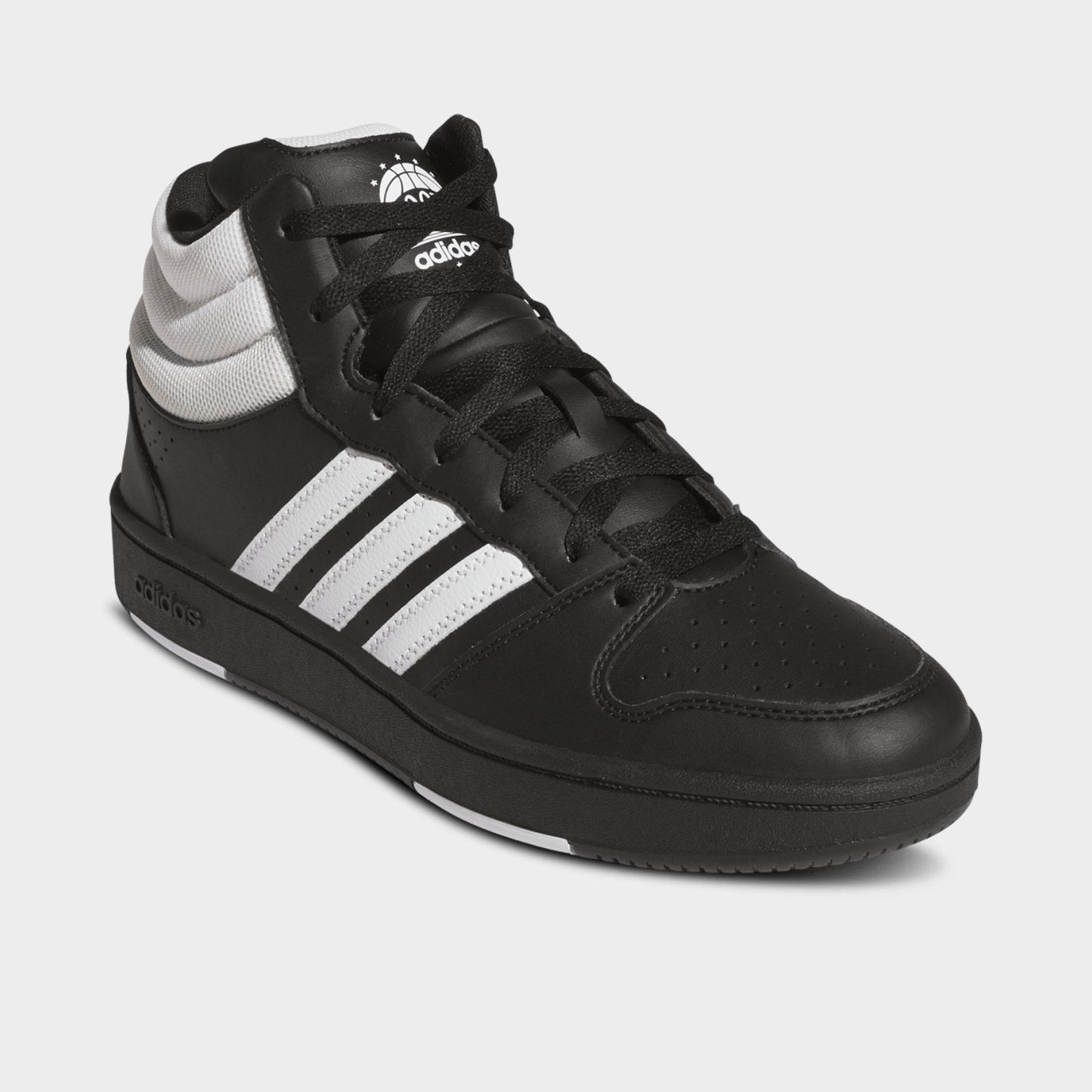 Men's adidas Hoops Classic Mid Casual Shoes - Core Black/Cloud White/Orbit Grey - Both shoes facing left