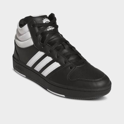 Men's adidas Hoops Classic Mid Casual Shoes - Core Black/Cloud White/Orbit Grey - Both shoes facing left