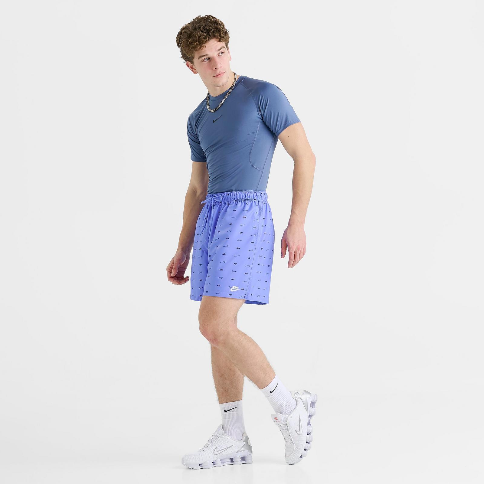 Men's Nike Sportswear Club Monogram Woven Flow Shorts - Royal Pulse/Black