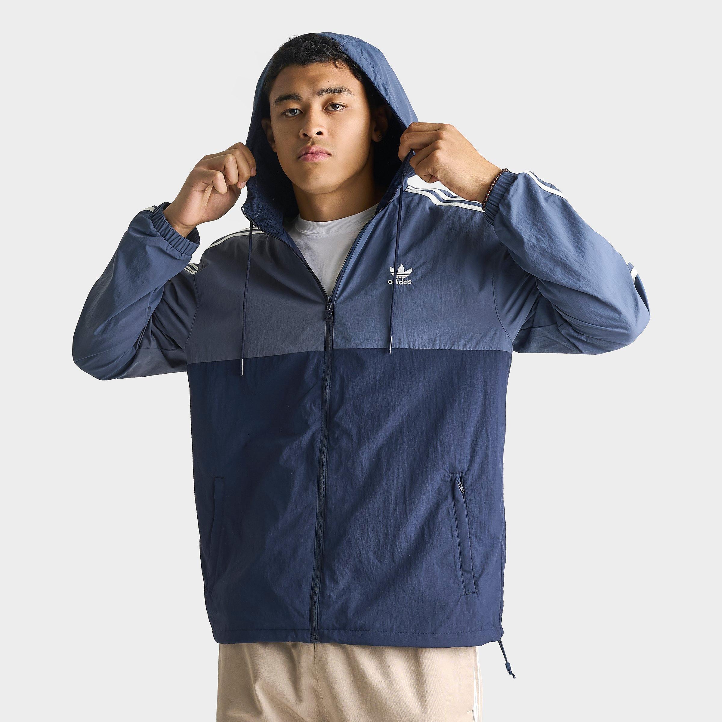 Men's adidas Originals Terrace Woven Full-Zip Windbreaker Jacket - Preloved Ink/Collegiate Navy