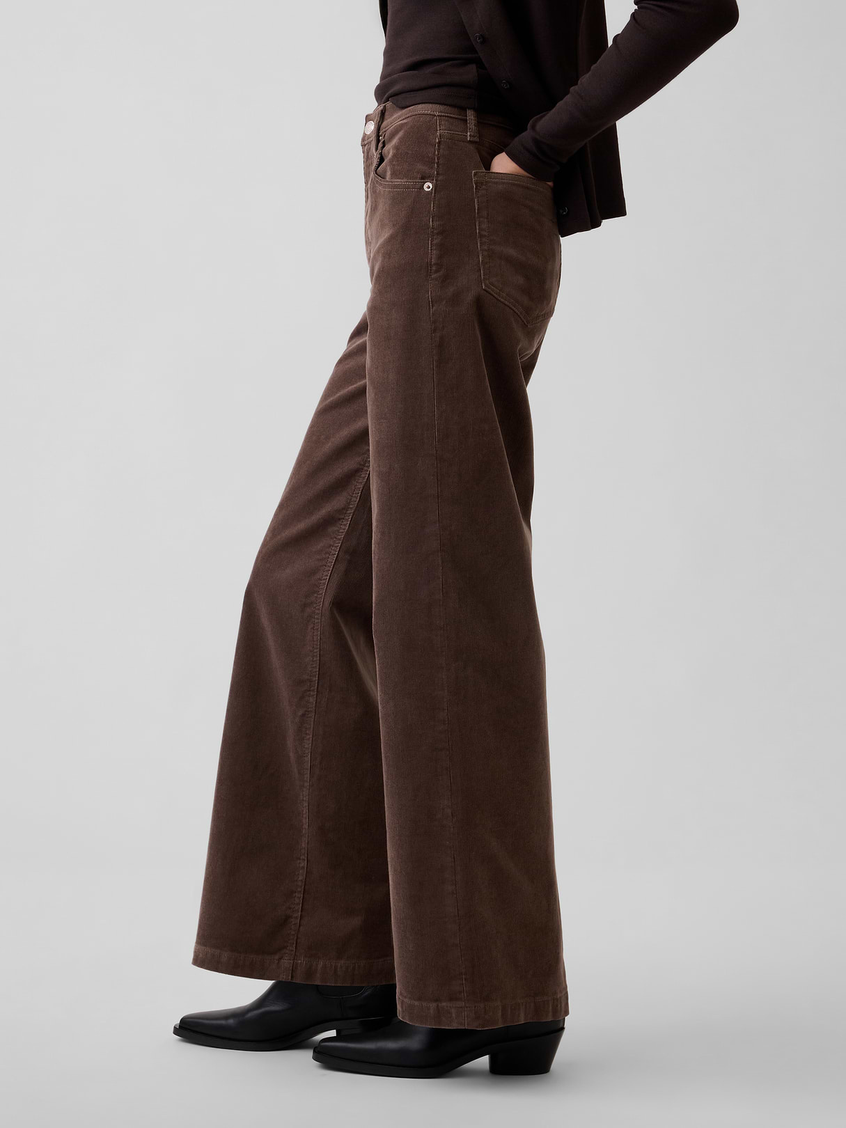 High Rise Stride Wide-Leg Jeans - Plymouth rock brown