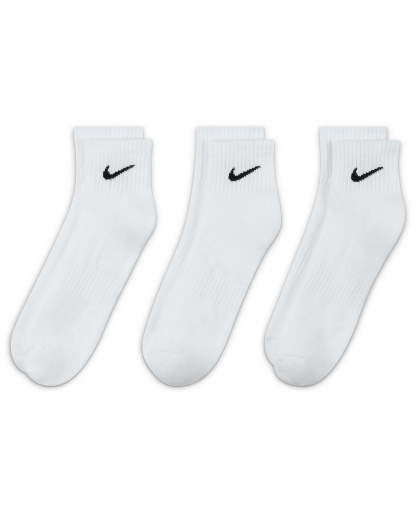 Nike Unisex Quarter Ankle Socks, 3-Pack - White/black