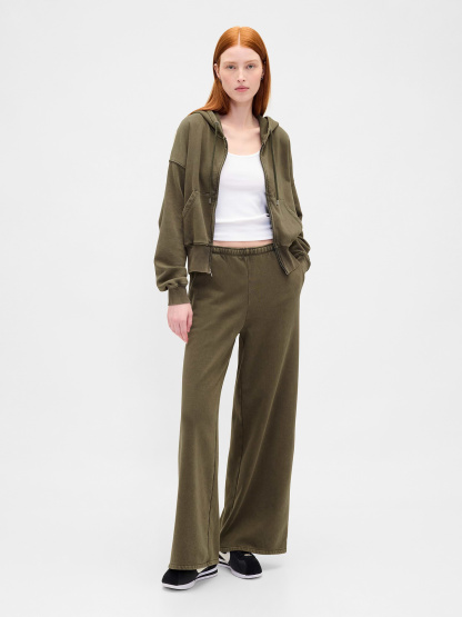 VintageSoft Baggy Sweatpants - Black moss green wash