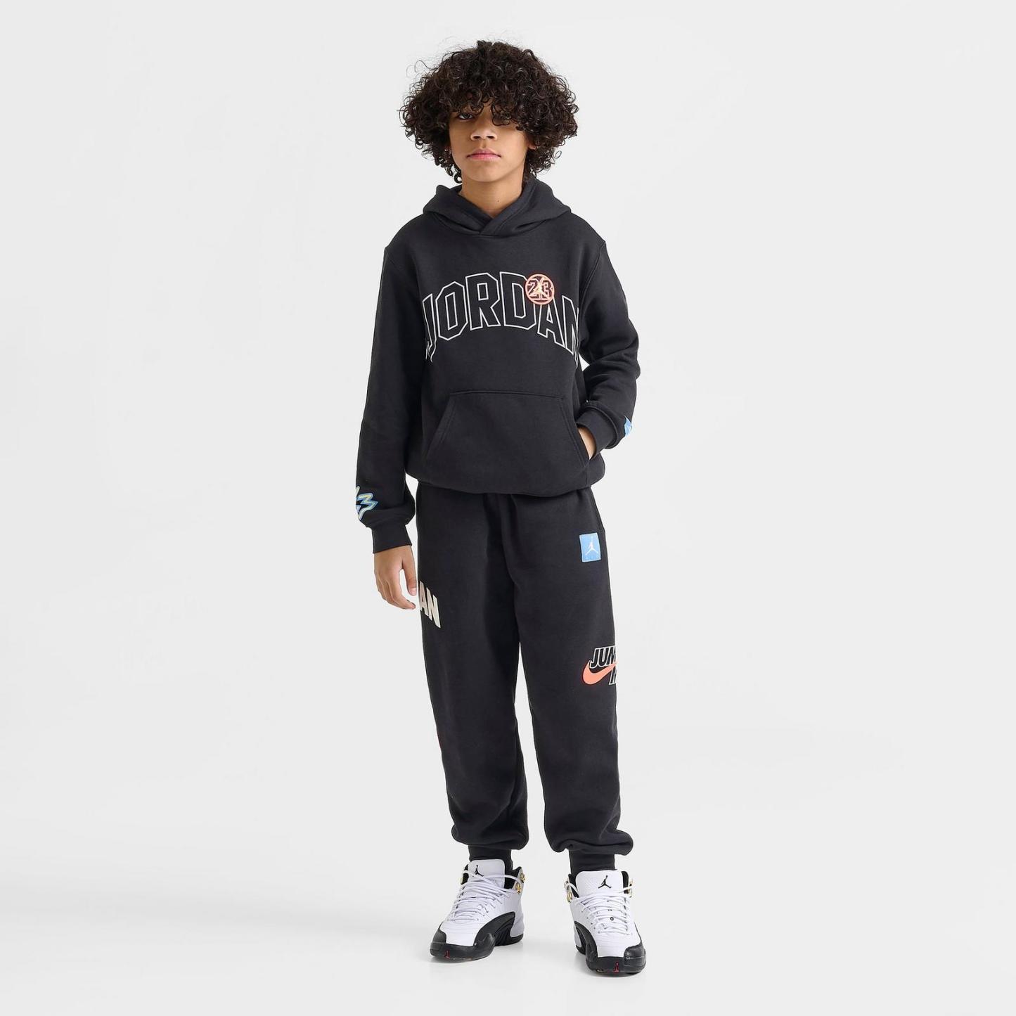 Boys' Big Kids' Jordan MVP Dynasty Patch Fleece Pullover Hoodie - Black - view 2