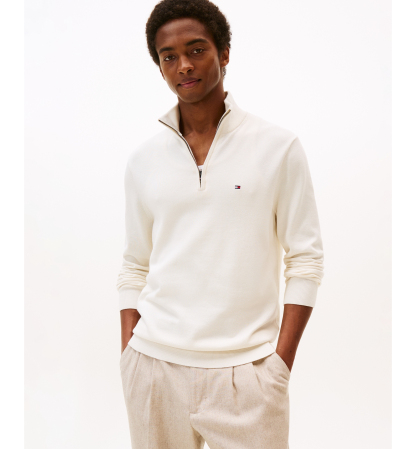 Tommy Hilfiger Men's Essential Cotton Quarter-Zip Sweater - Ivory Petal