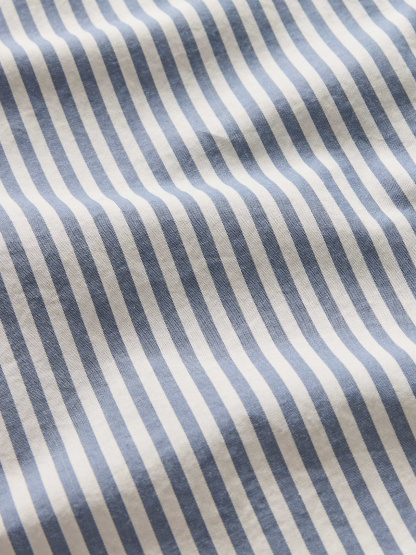 Organic Cotton Poplin Big Shirt - White and blue stripe