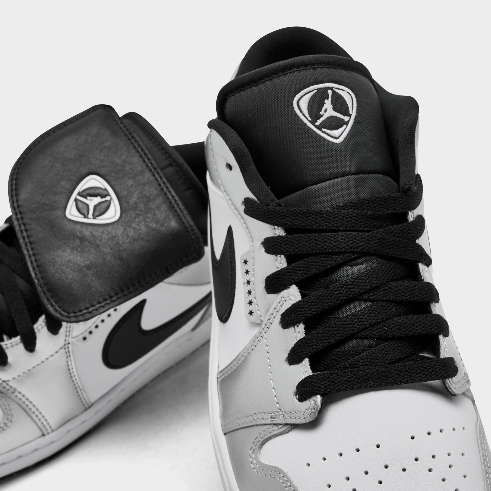 Men's Air Jordan 1 Low SE Casual Shoes - White/White/Metallic Silver/Black - view 3