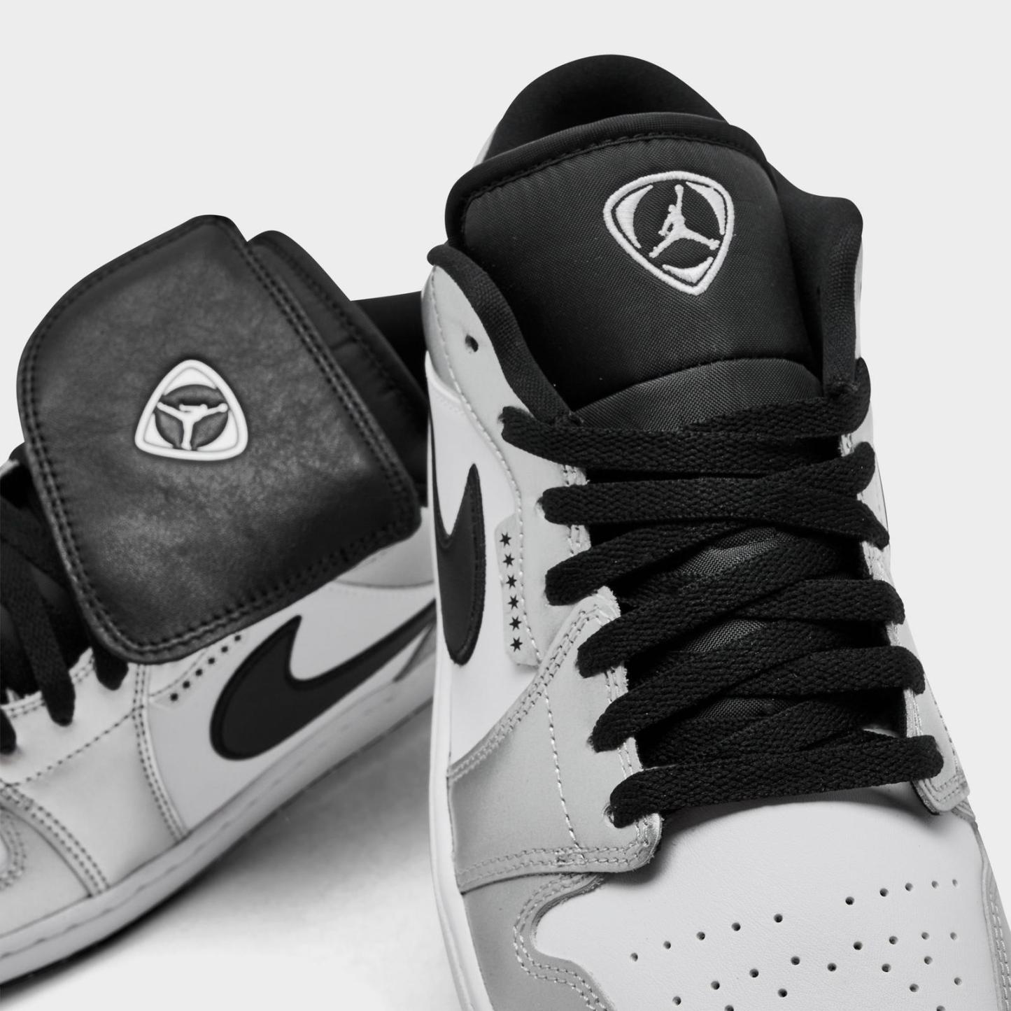Men's Air Jordan 1 Low SE Casual Shoes - White/White/Metallic Silver/Black - view 3