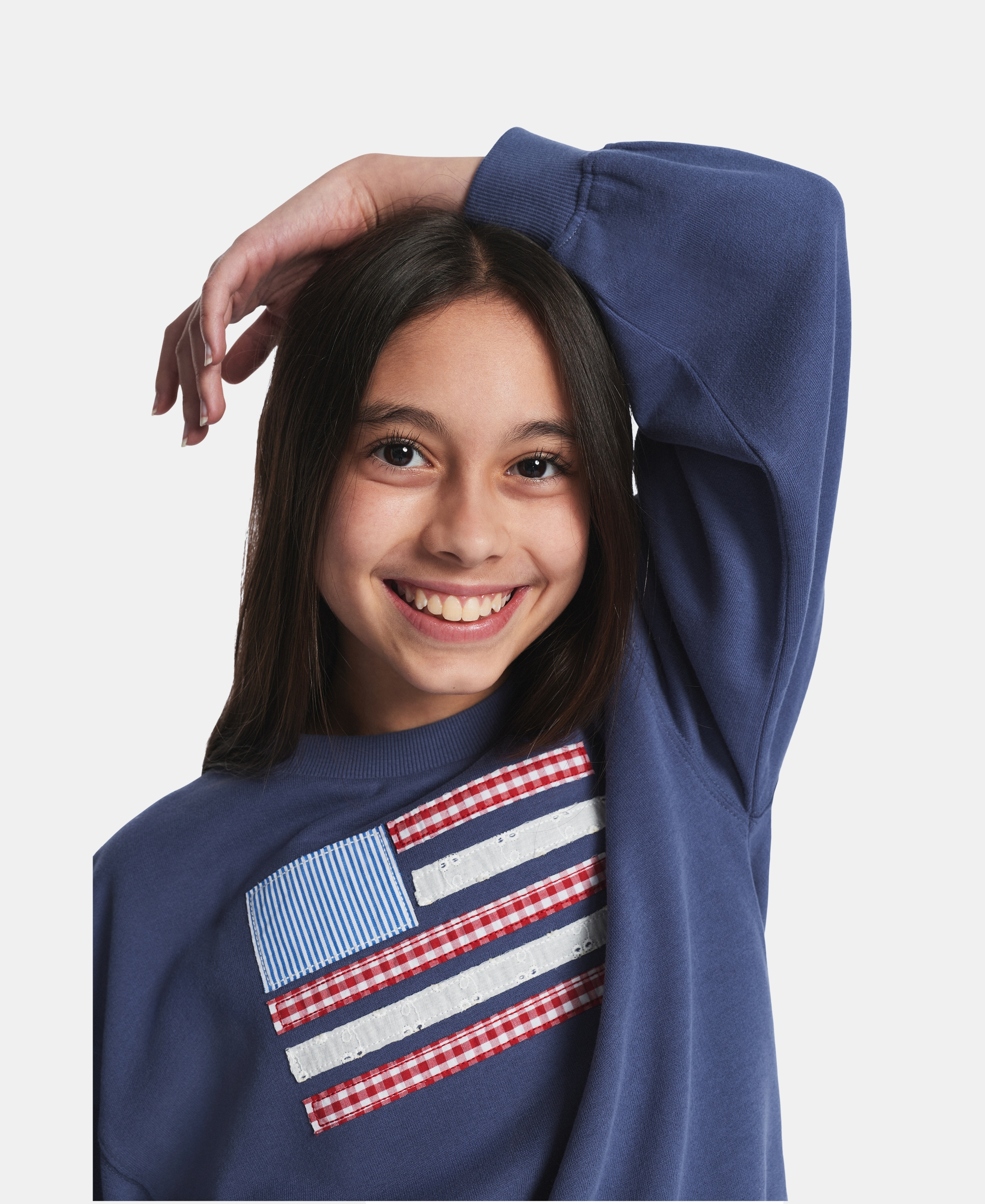 Tommy Hilfiger Girls' 7-16 Embroidered Long-Sleeve Sweatshirt - Blueberry