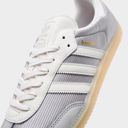 Men's adidas Originals Samba OG Nylon Casual Shoes - Grey/Chalk/White - Detail shot