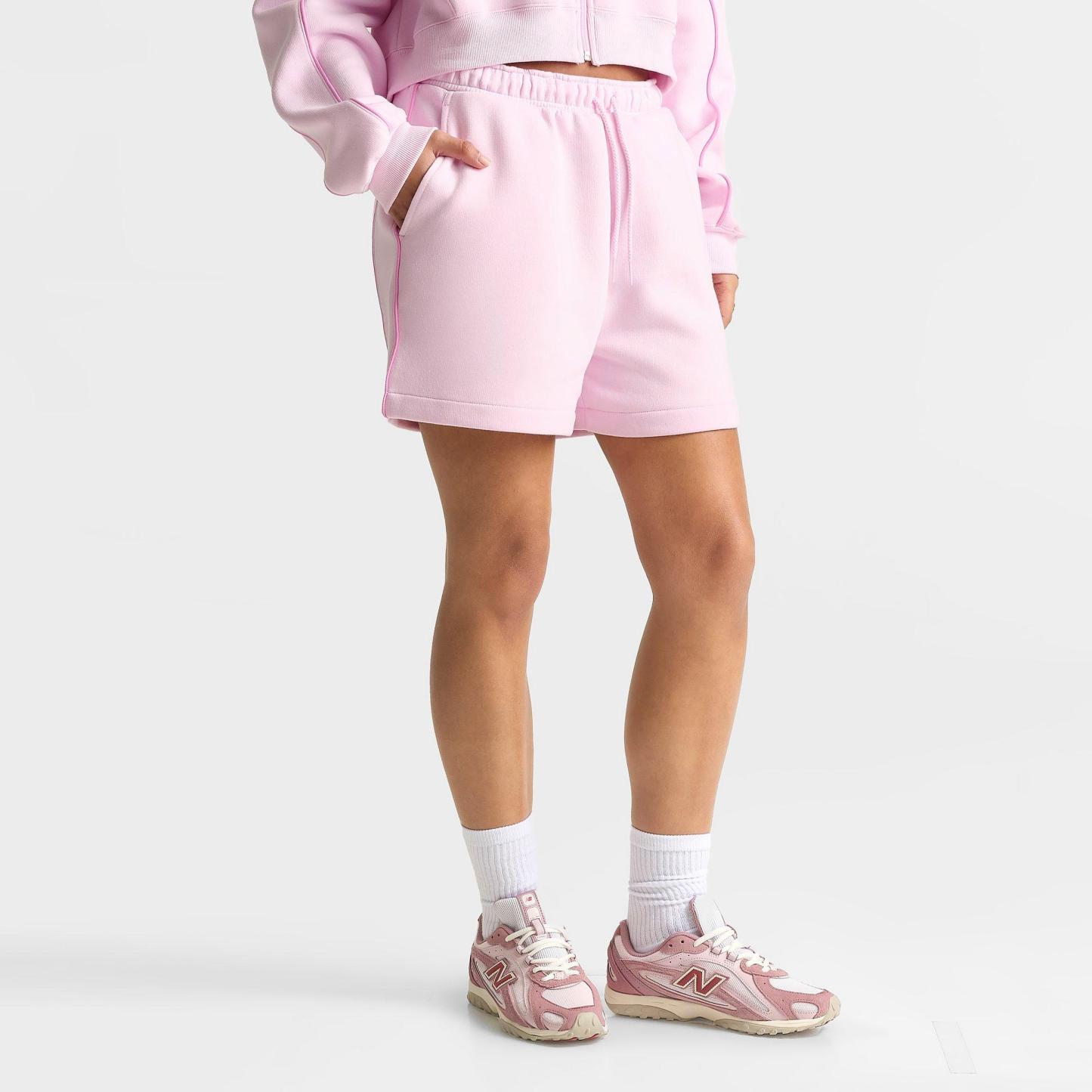 Women's New Balance Piped Fleece Shorts - Light Raspberry - view 3