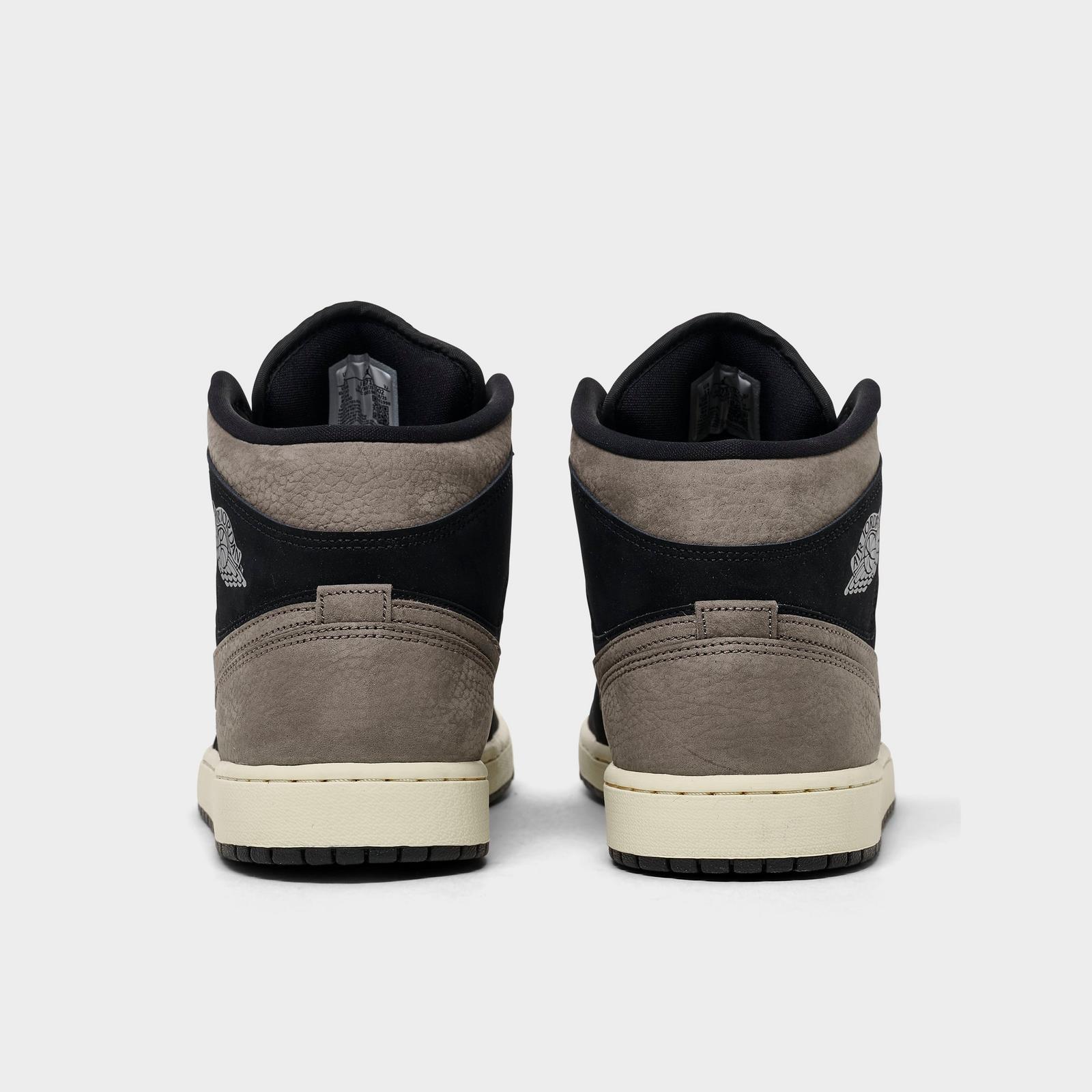 Men's Air Jordan Retro 1 Mid SE Casual Shoes - Black/Light Wild Mango/Olive Grey - view 4