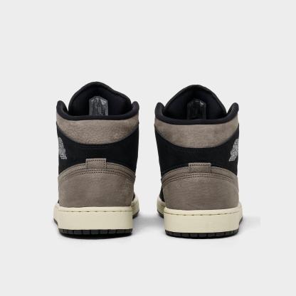 Men's Air Jordan Retro 1 Mid SE Casual Shoes - Black/Light Wild Mango/Olive Grey - view 4