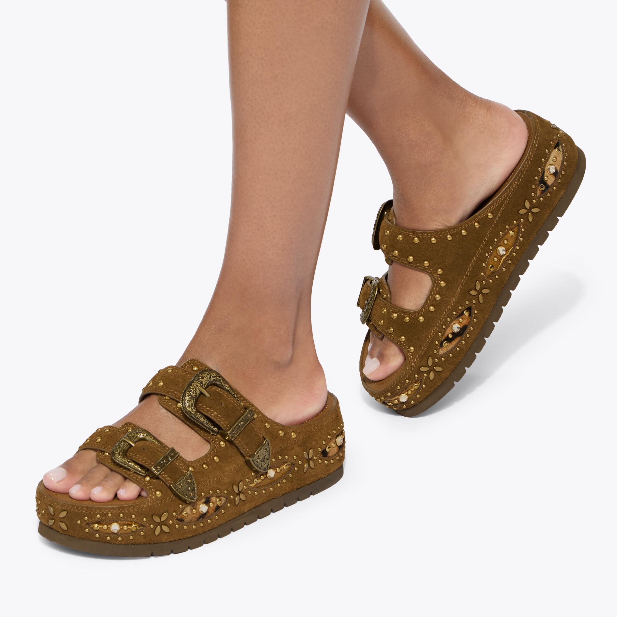 Kurt Geiger London Westerm Buckle Platform Sandal - Brown - view 2