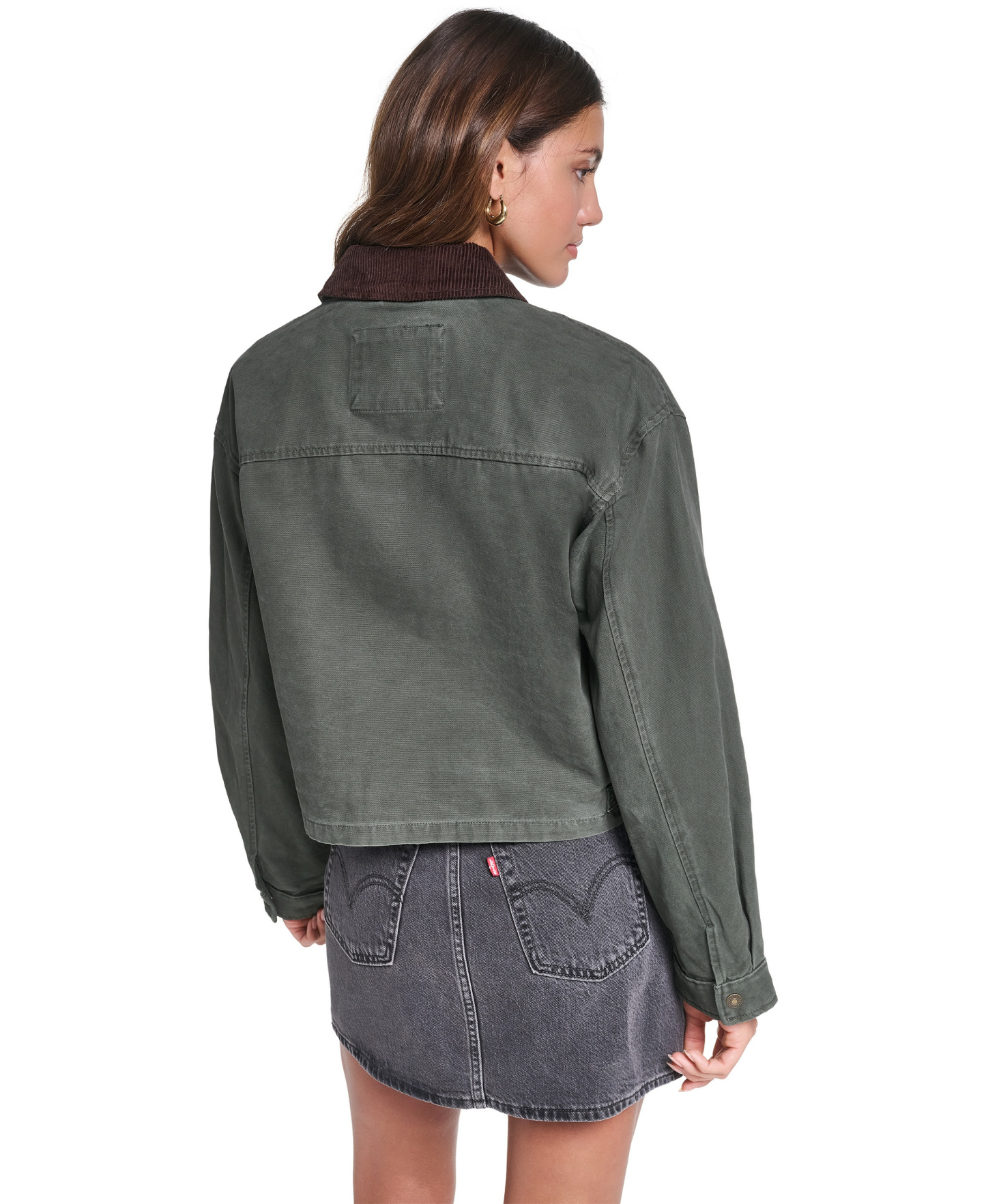 Levi's Women's Cropped Cotton Corduroy-Collar Barn Jacket - Olive