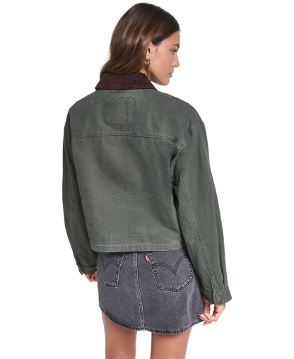 Levi's Women's Cropped Cotton Corduroy-Collar Barn Jacket - Olive