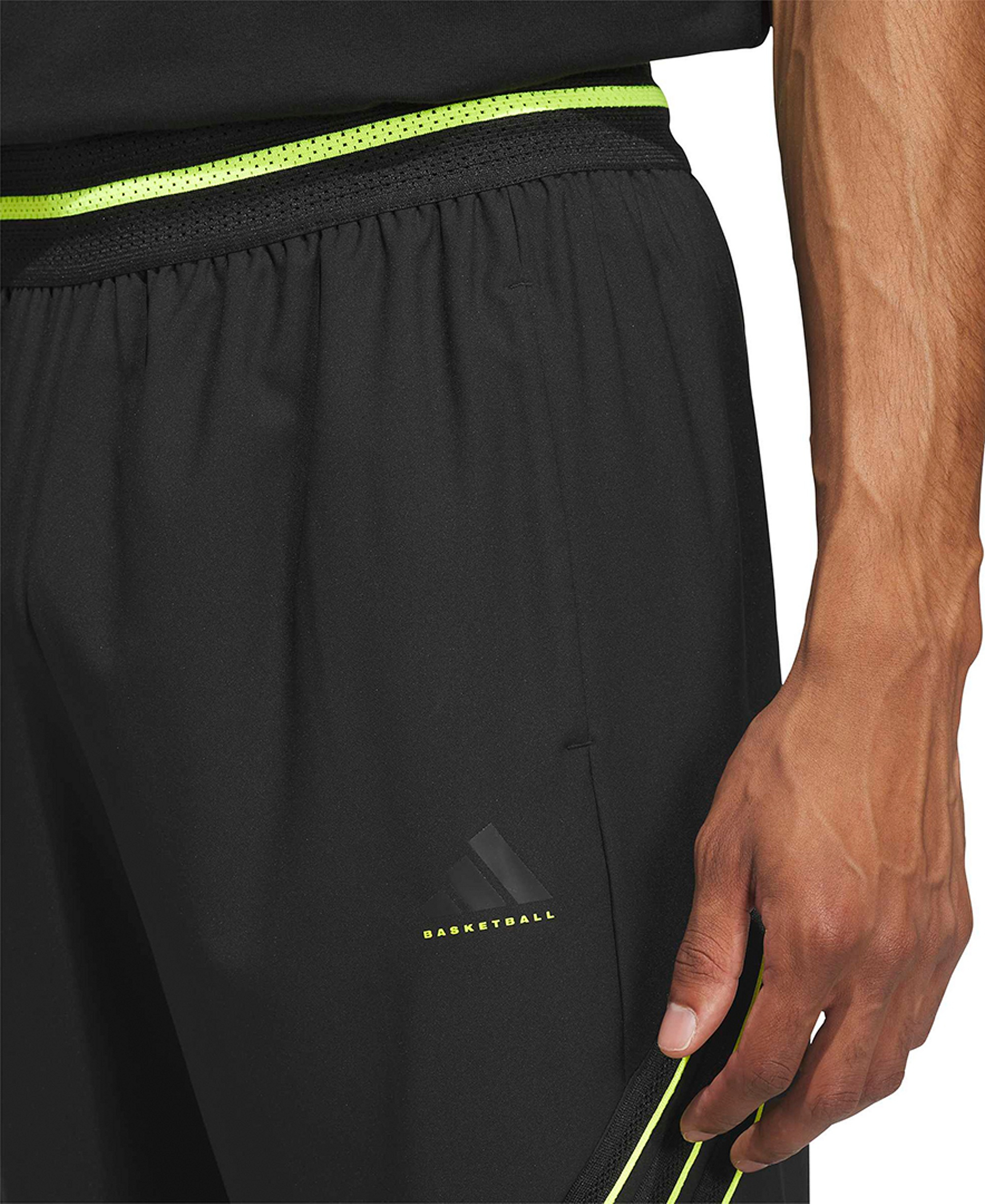 adidas Men's Three-Stripe Woven Snap Pants - Black/Solar Lemon