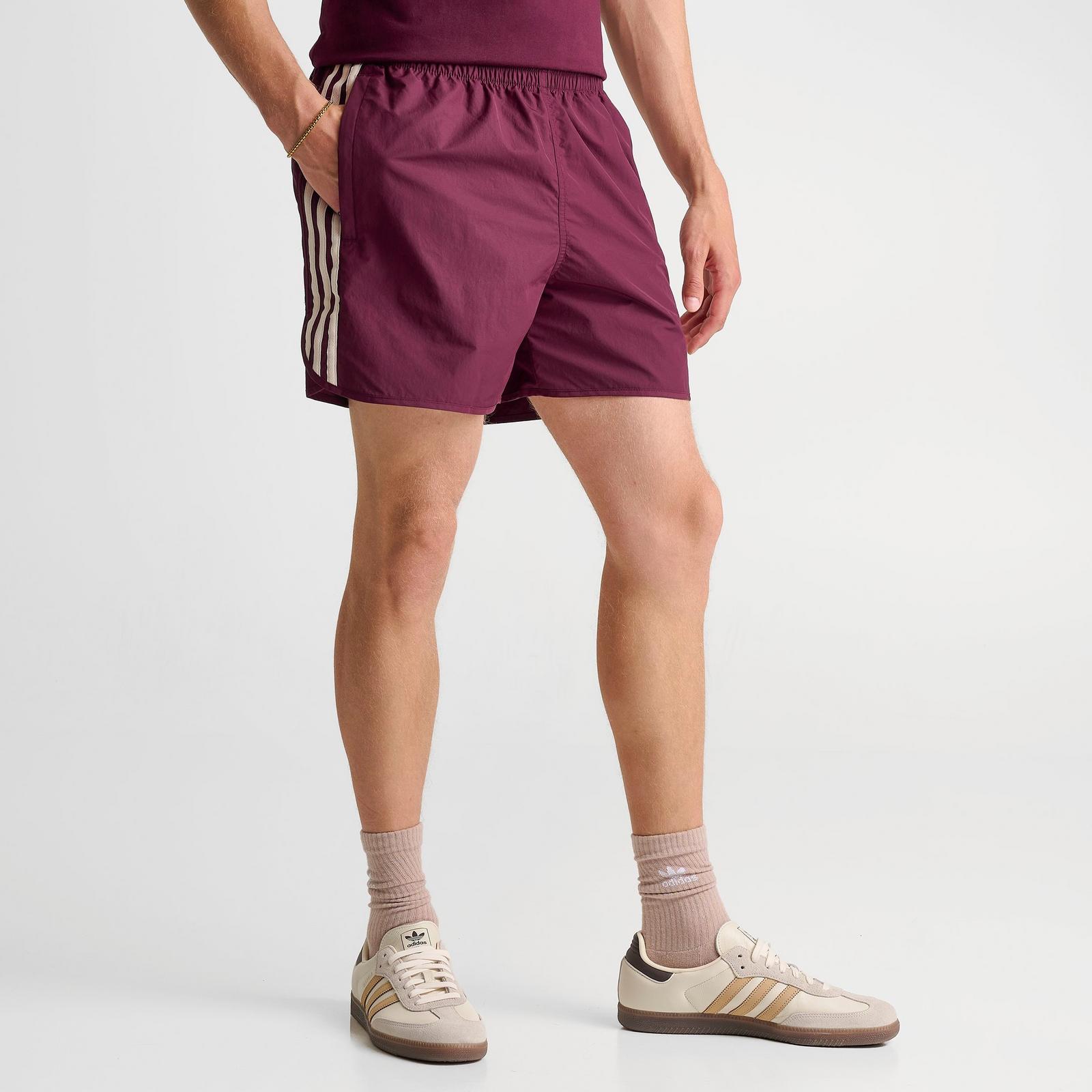 Men's adidas Originals adicolor Sprinter Shorts - Maroon/Wonder White - view 3