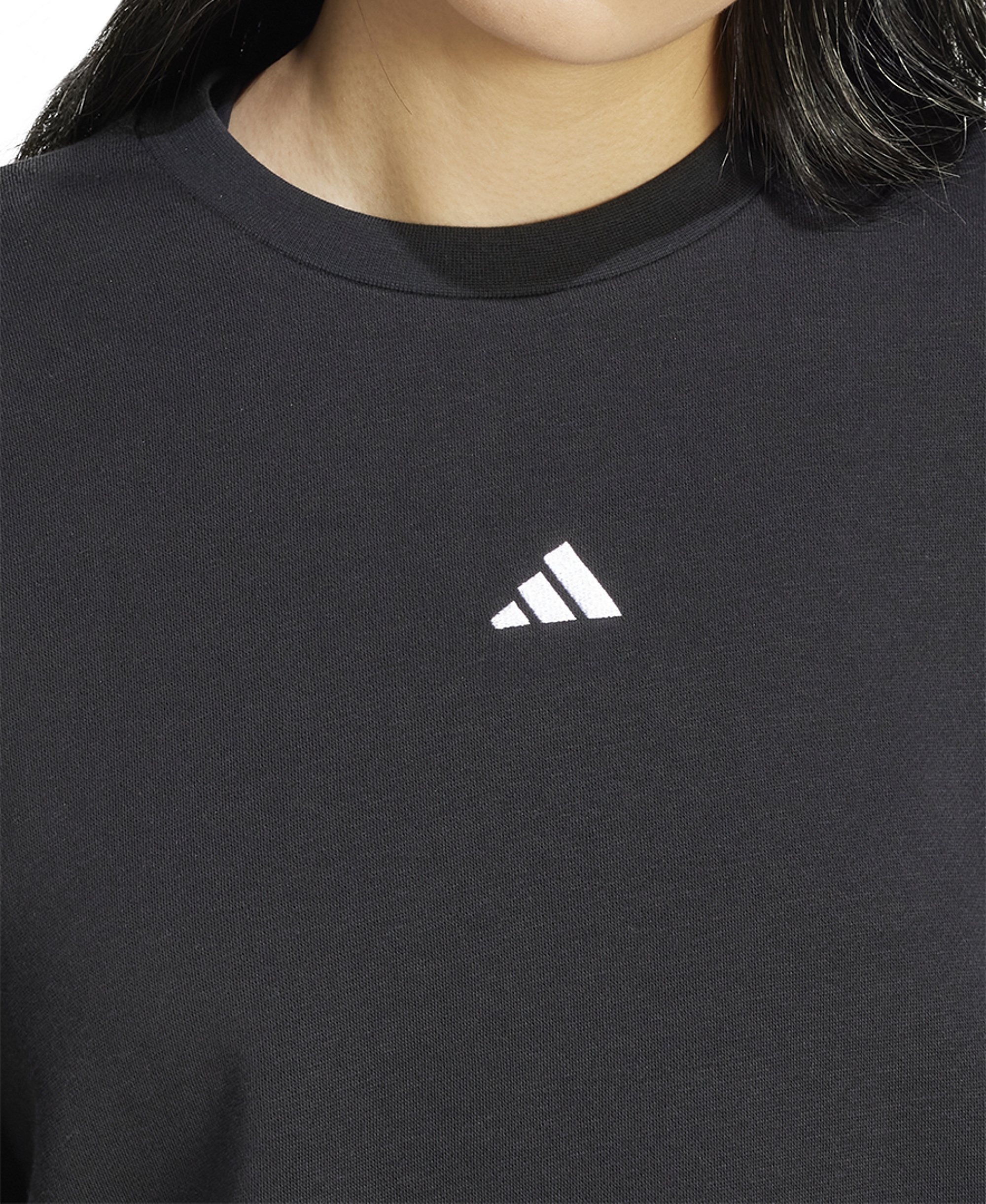 adidas Women's Essentials Crewneck Small-Logo Sweatshirt - Black/White