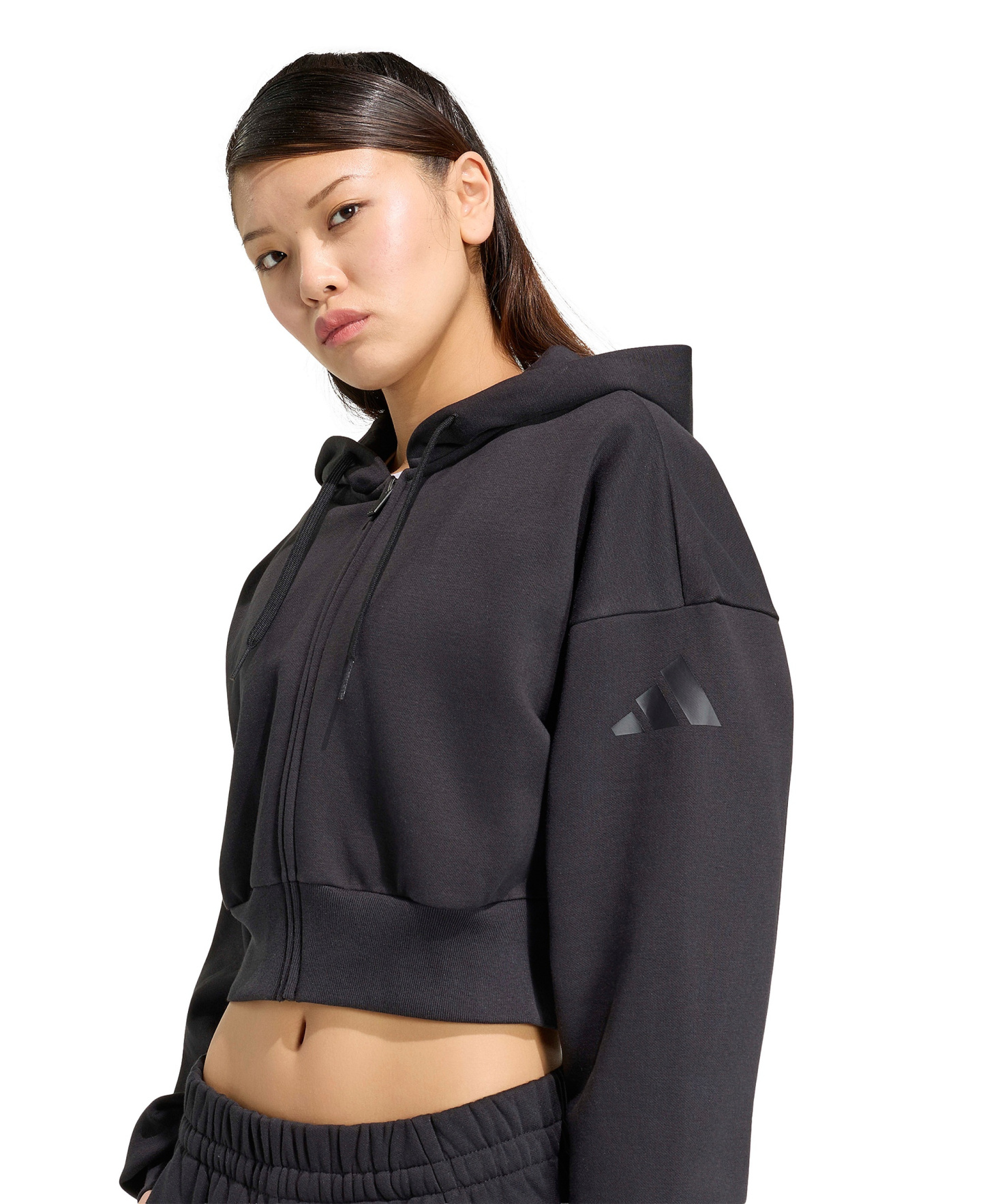 adidas Women's Essentials Contemporary Fleece Full-Zip Hooded Jacket - Black