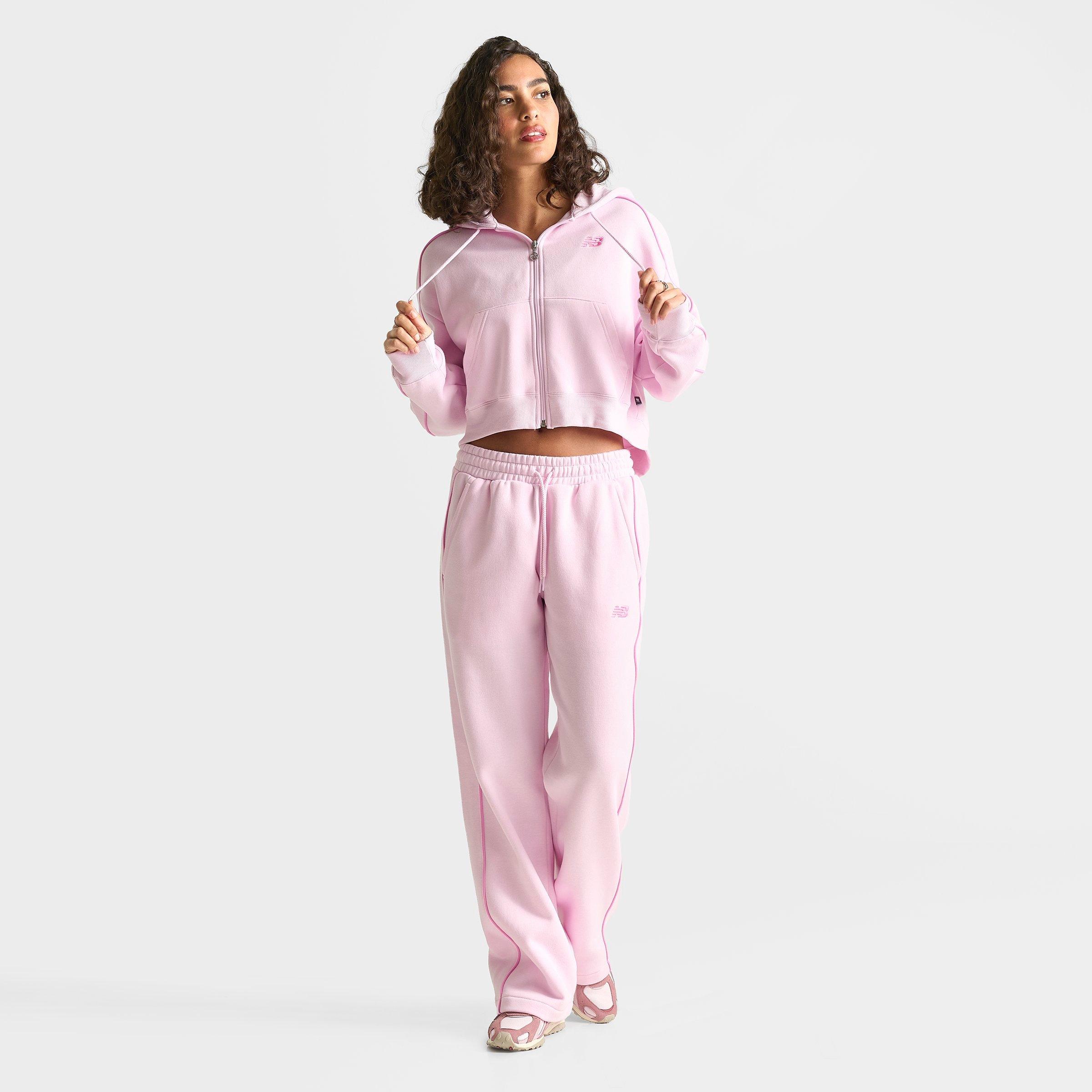 Women's New Balance Piped Cropped Full-Zip Hoodie - Light Raspberry - view 2