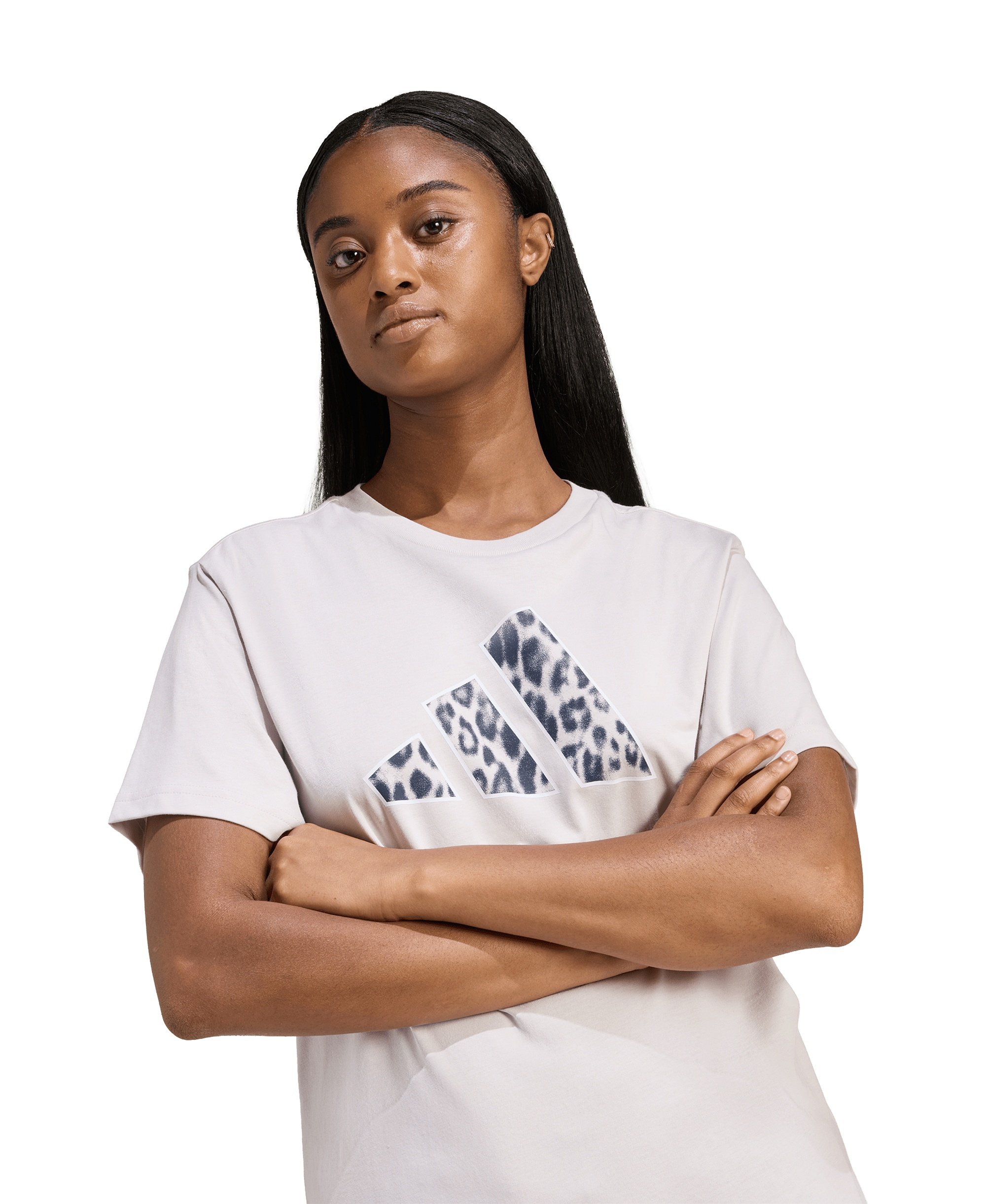 adidas Women's Animal Print Short-Sleeve Cotton T-Shirt - Ice Purple