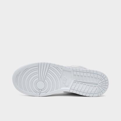 Big Kids' Air Jordan Retro 1 Mid SE Casual Shoes - White/White/White/Field Silver - view 6