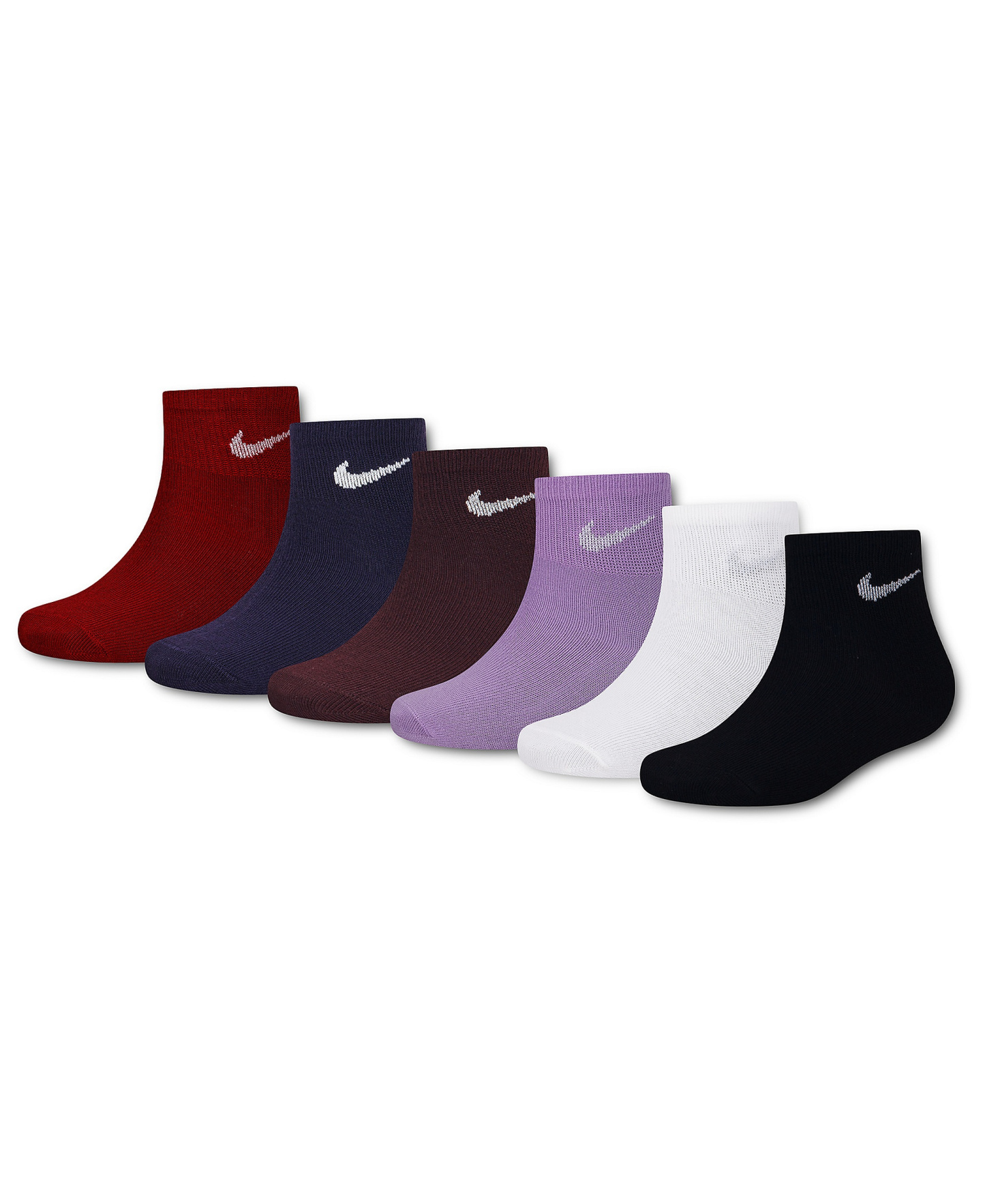 Nike Girls' 4-7 Metallic Swoosh Quarter Socks, 6-Pack - Tough Red