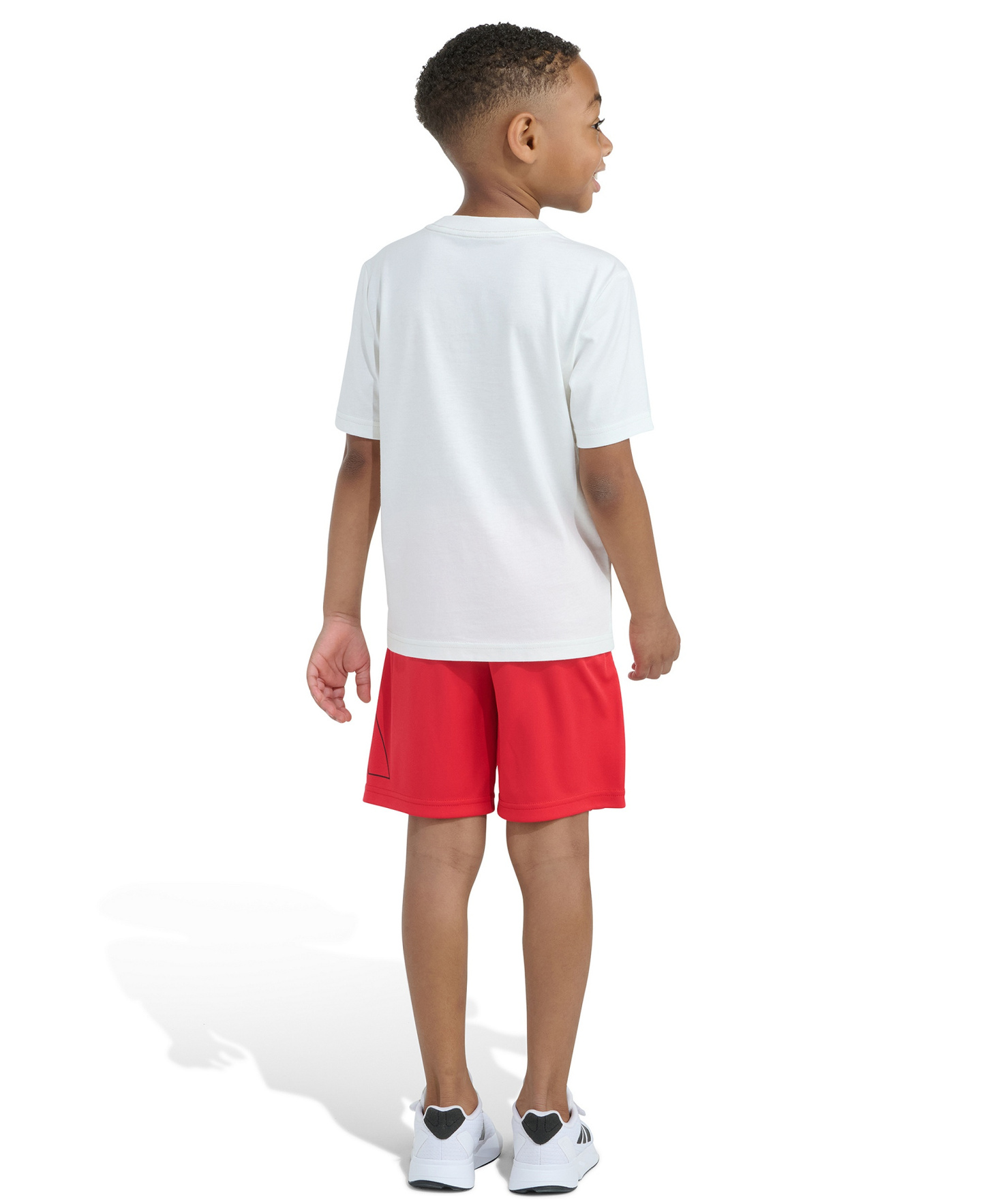 adidas Boys' 2T-7 Essential Graphic T-Shirt and Shorts, 2-Piece Set - White/Red